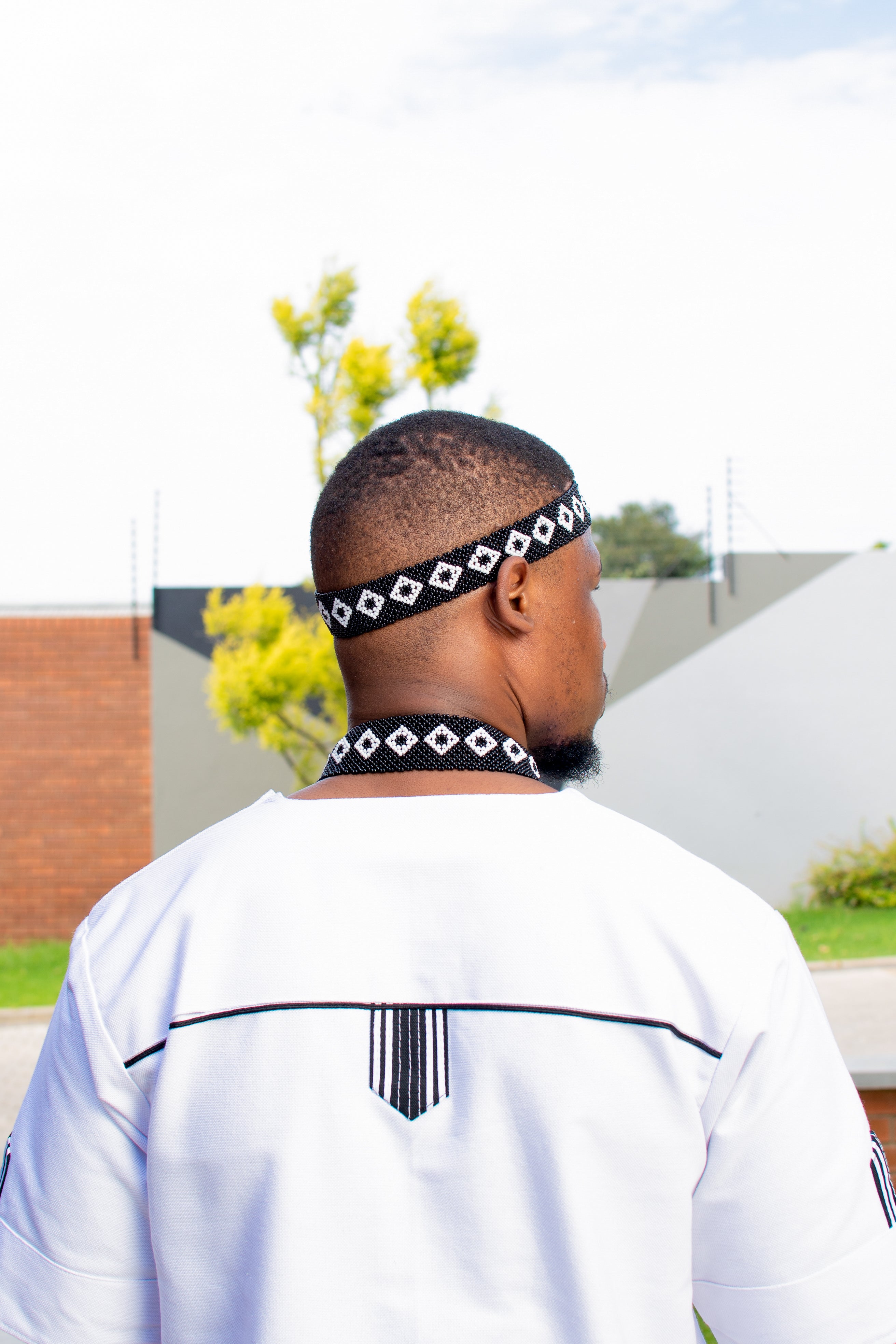 White & Black men’s short sleeve shirt