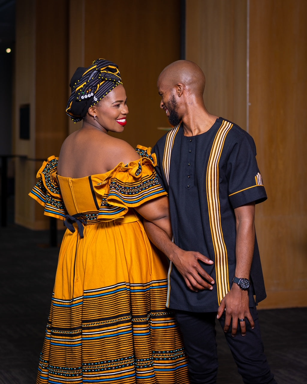 Black and mustard his and her ensemble