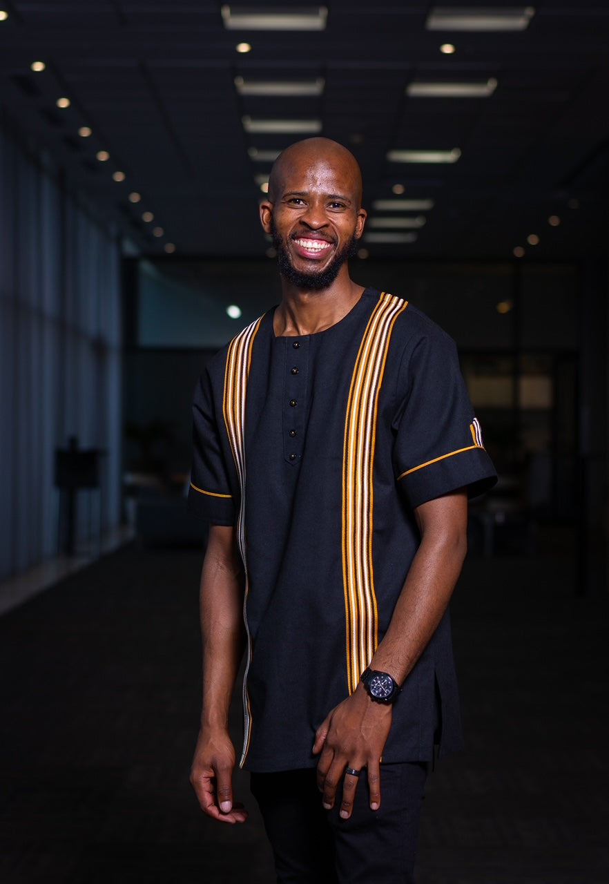 Black and Mustard short sleeve shirt