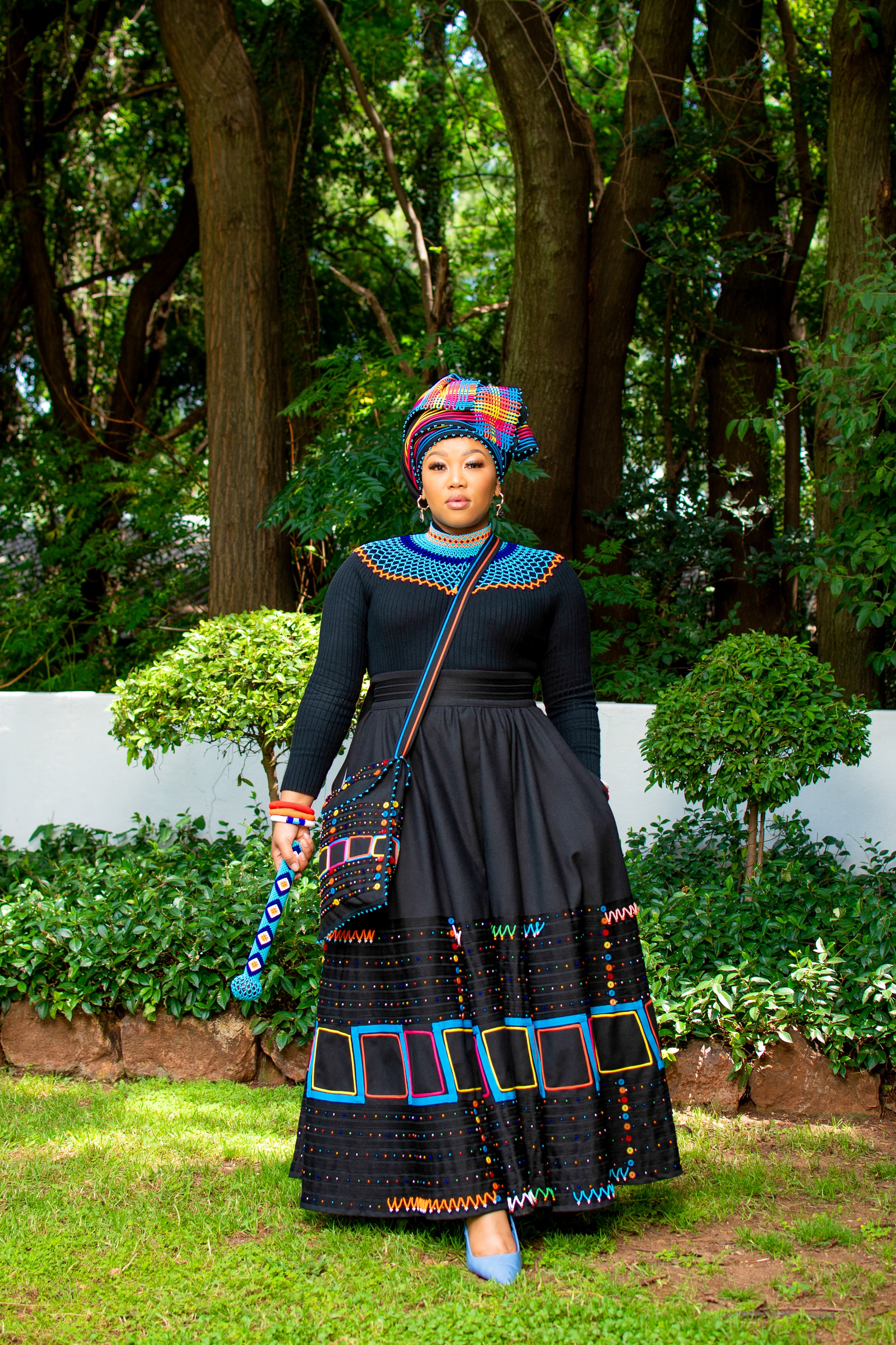 Black square patterned ladies ensemble