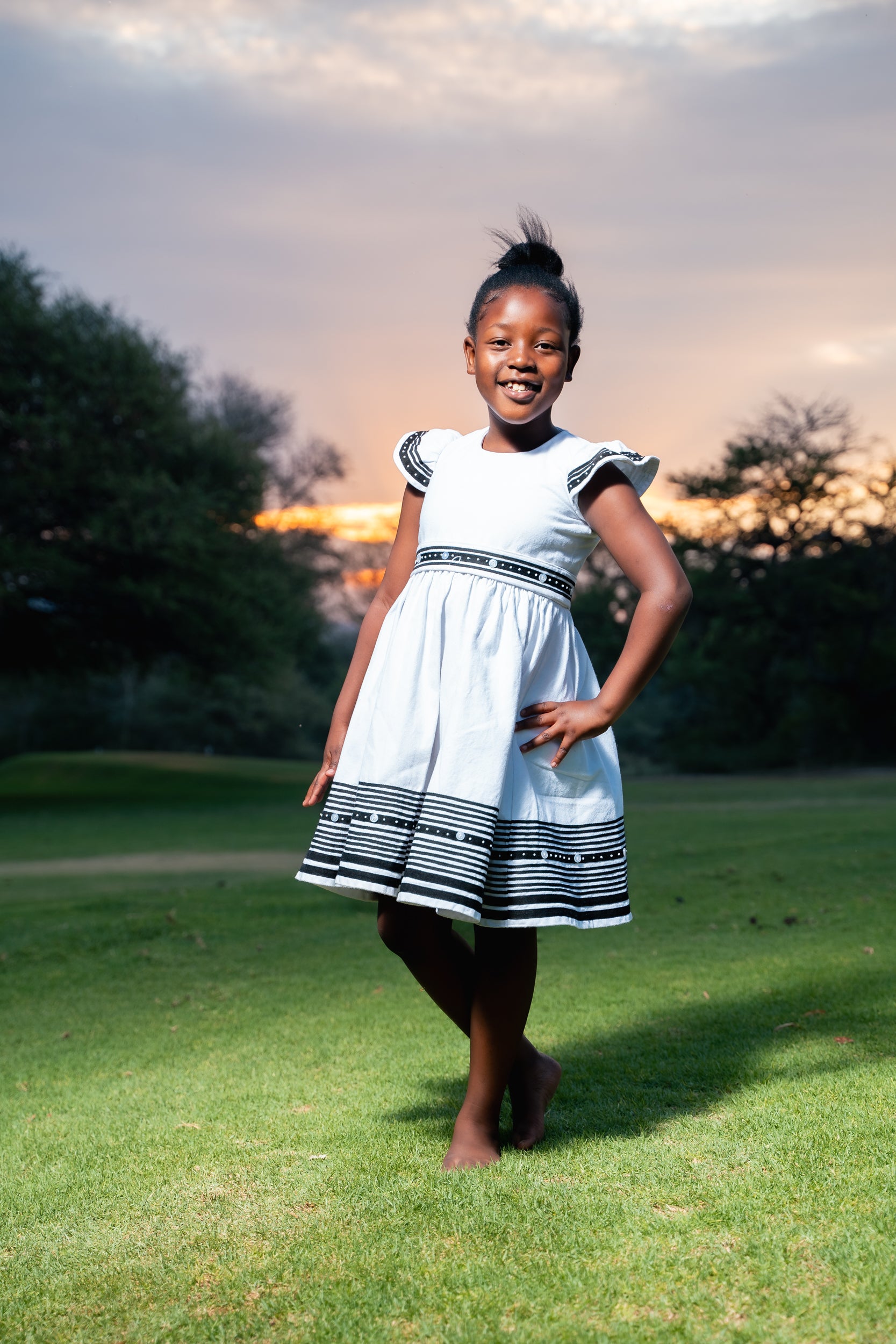 White and black kids dress