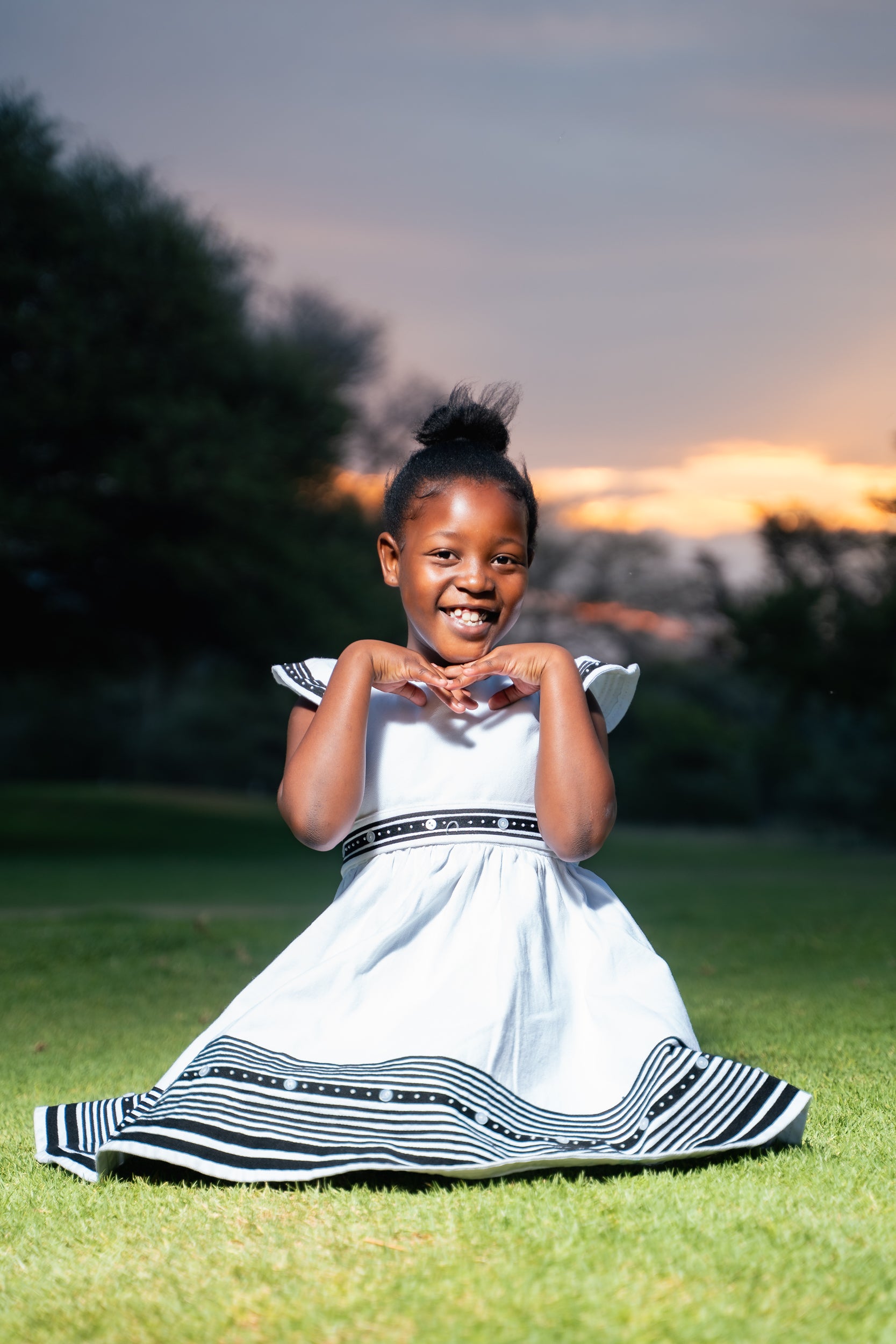 White and black kids dress