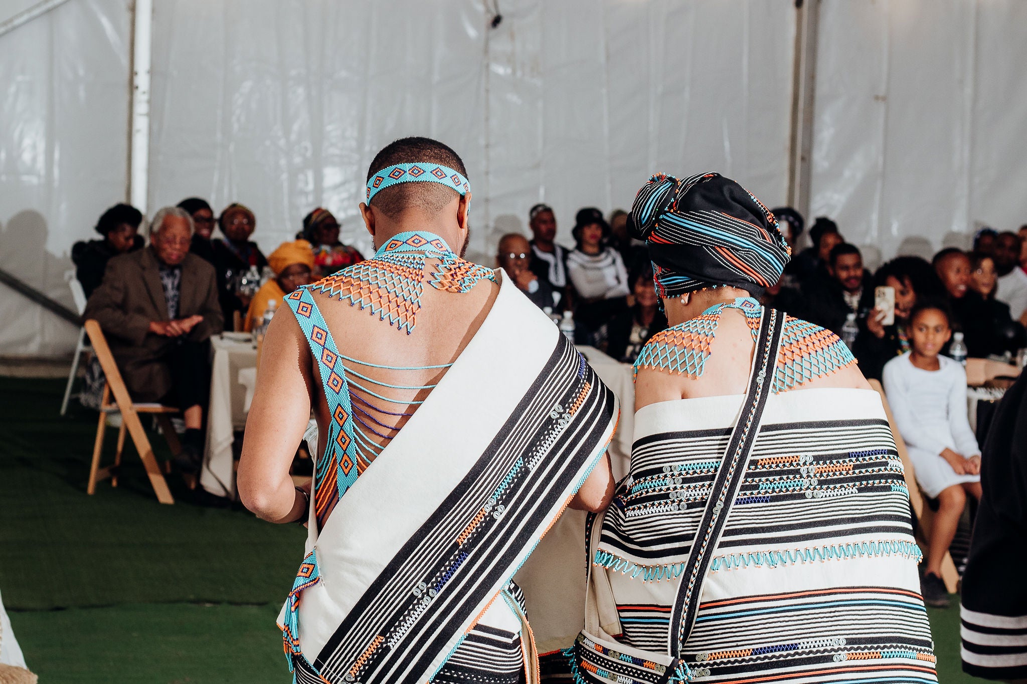 Cream heavily beaded wedding ensemble