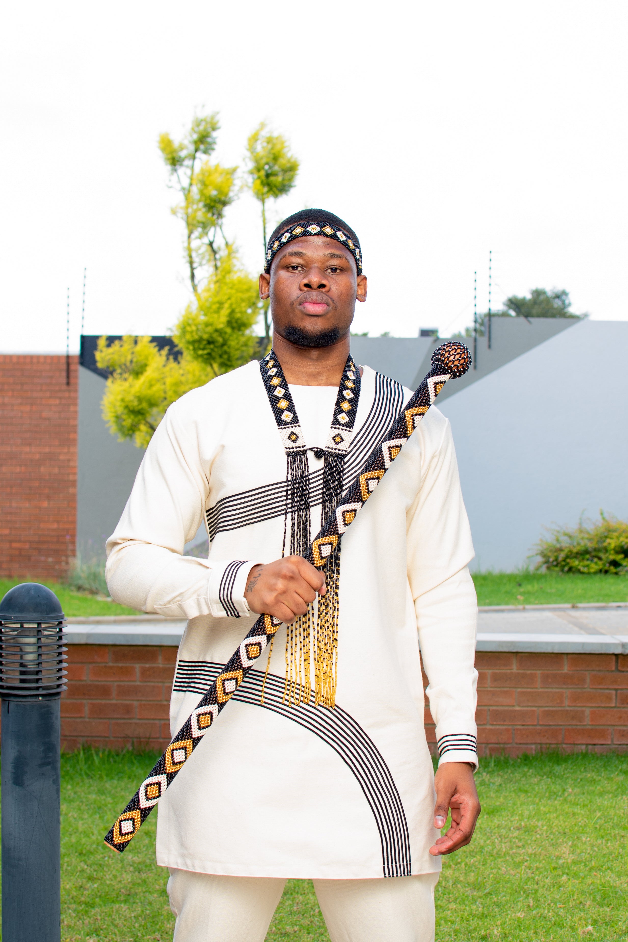 Cream & black men’s 2 piece ensemble