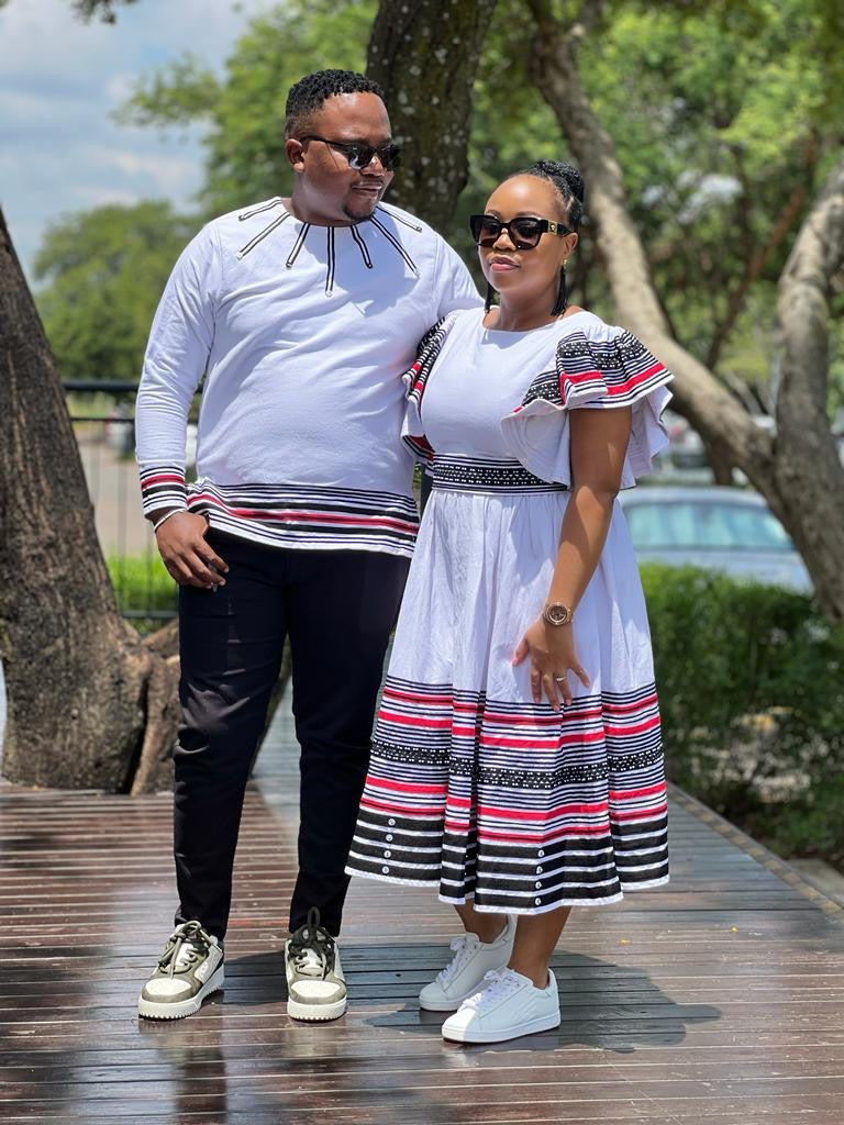 White, Red and Black-His and her ensemble