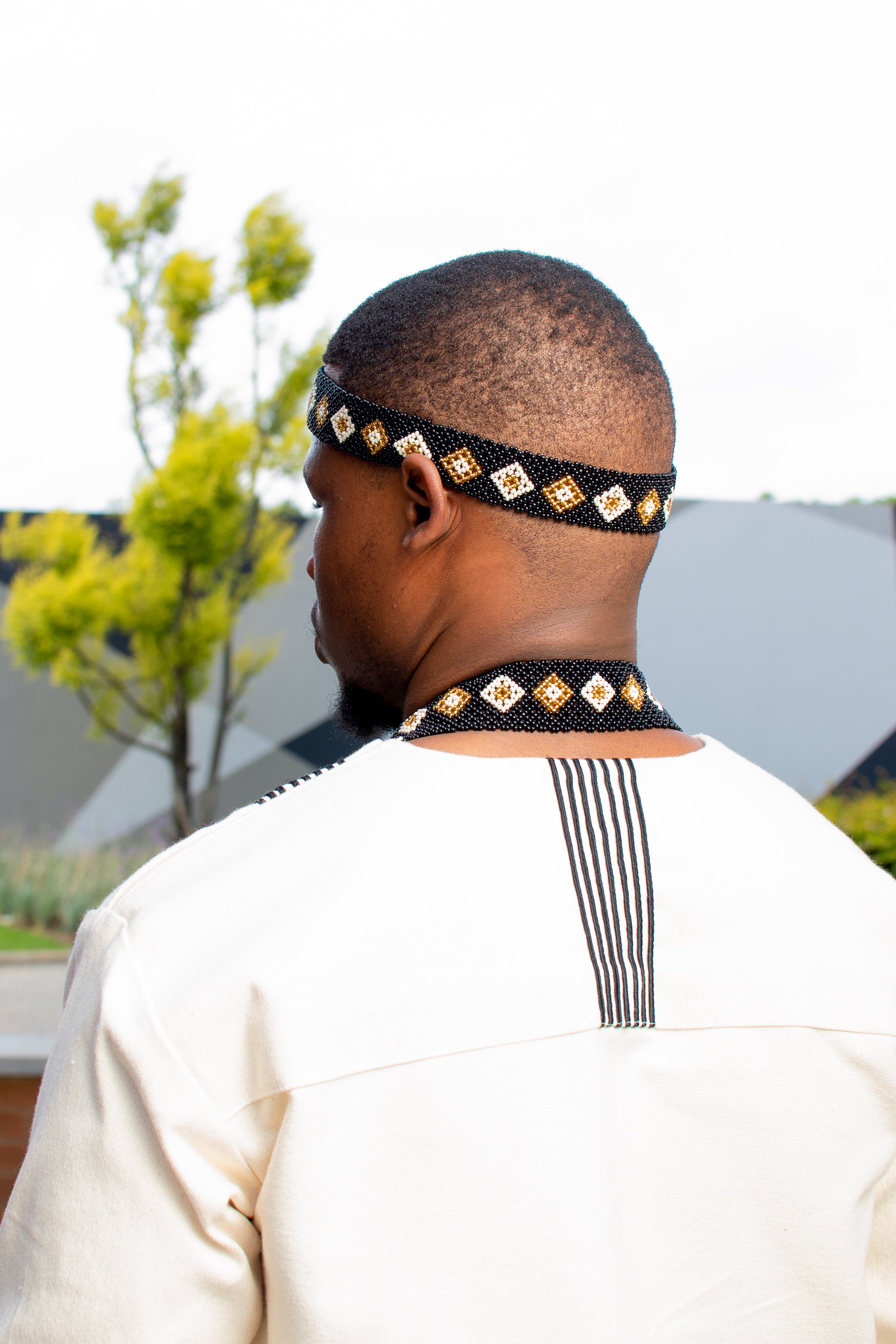 Cream & black men’s 2 piece ensemble