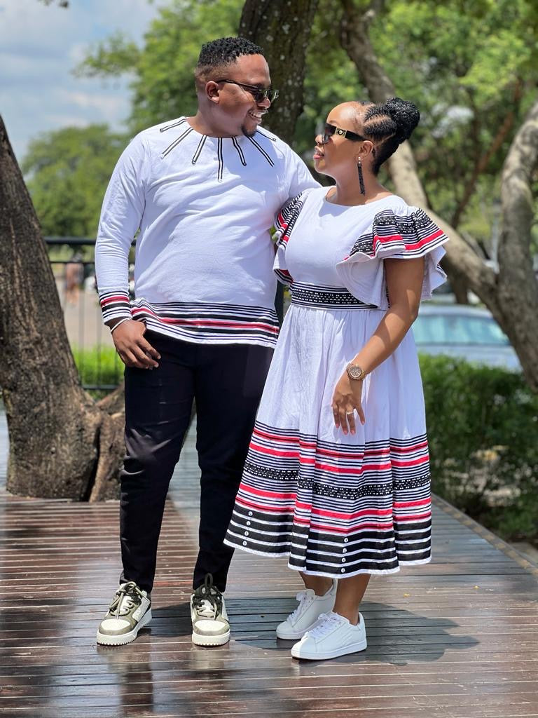 White, Red and Black-His and her ensemble