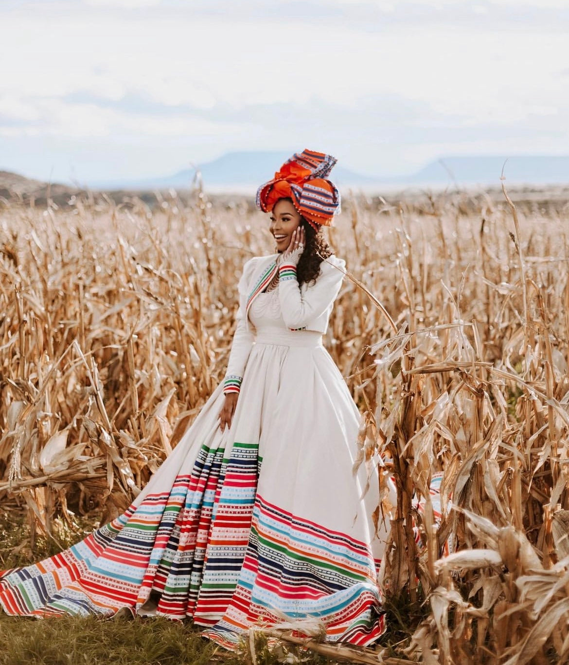 Modern IsiMpondo inspired wedding ensemble