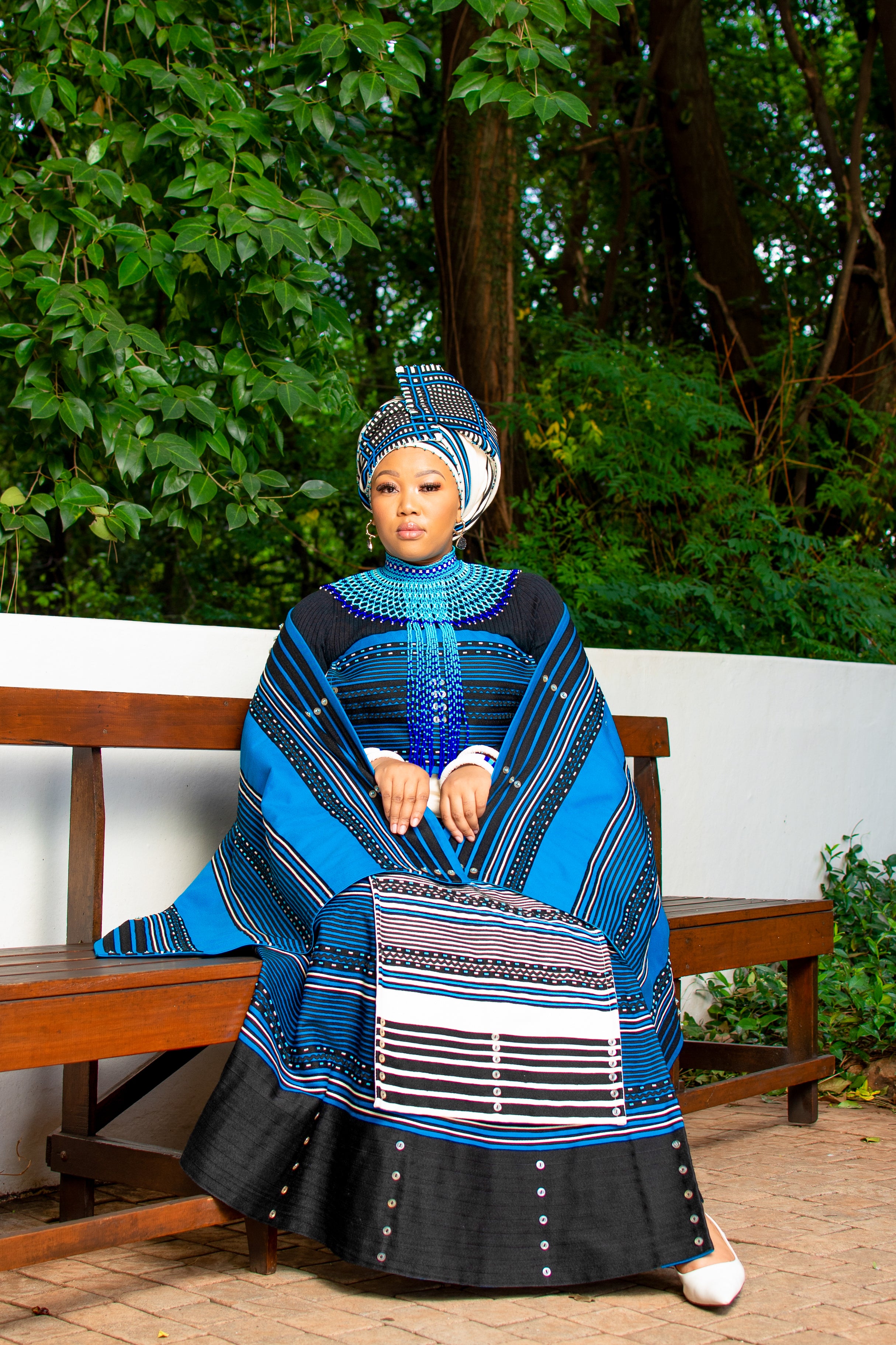 Turquoise & Cream ladies 5 pieces ensemble