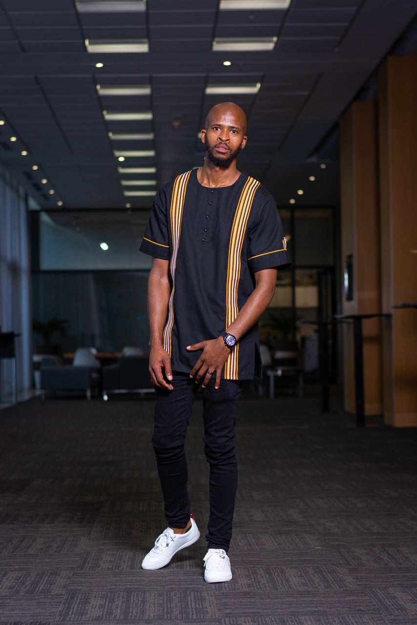 Black and Mustard short sleeve shirt