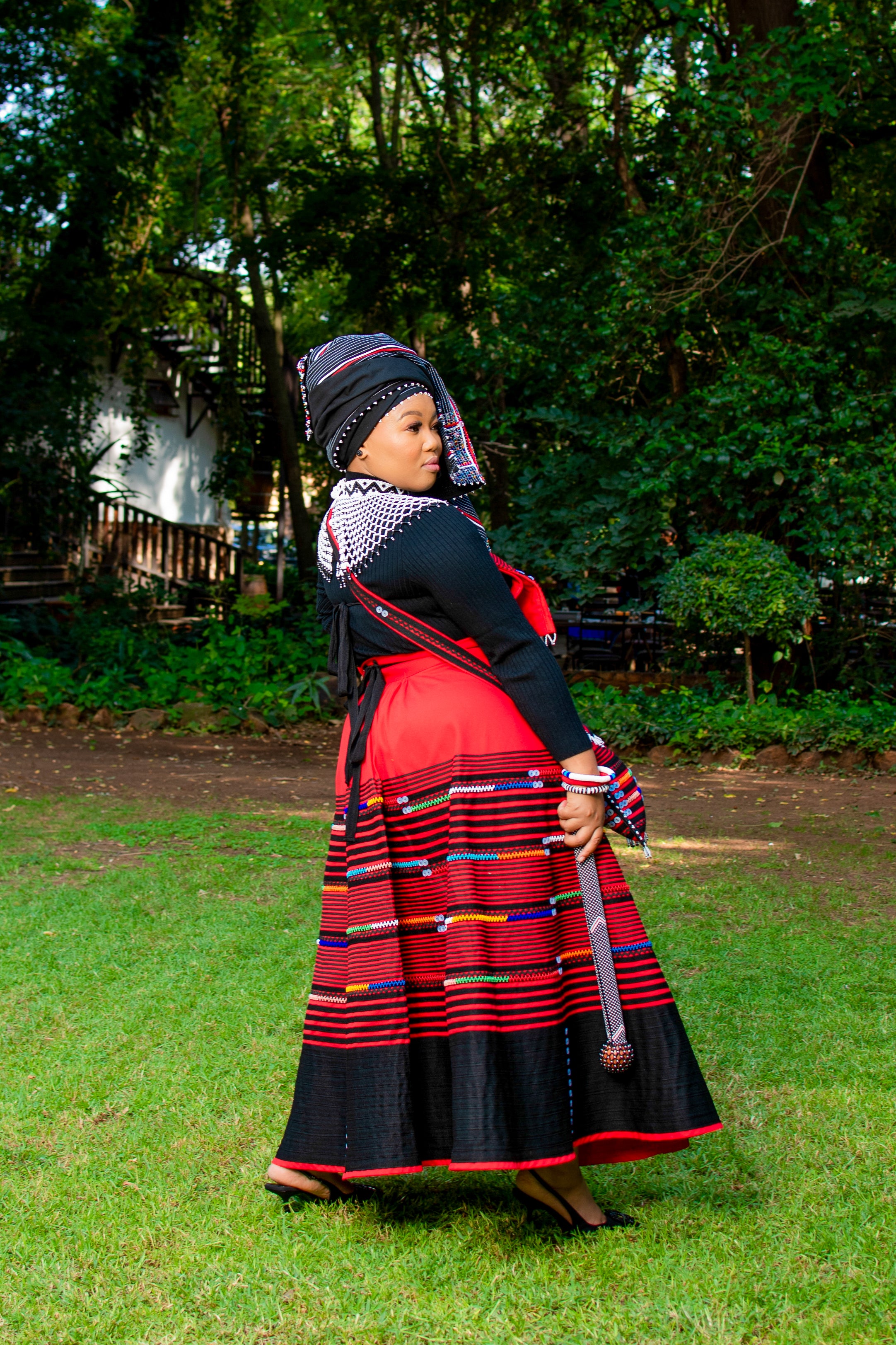 Red & black 5 piece ladies ensemble