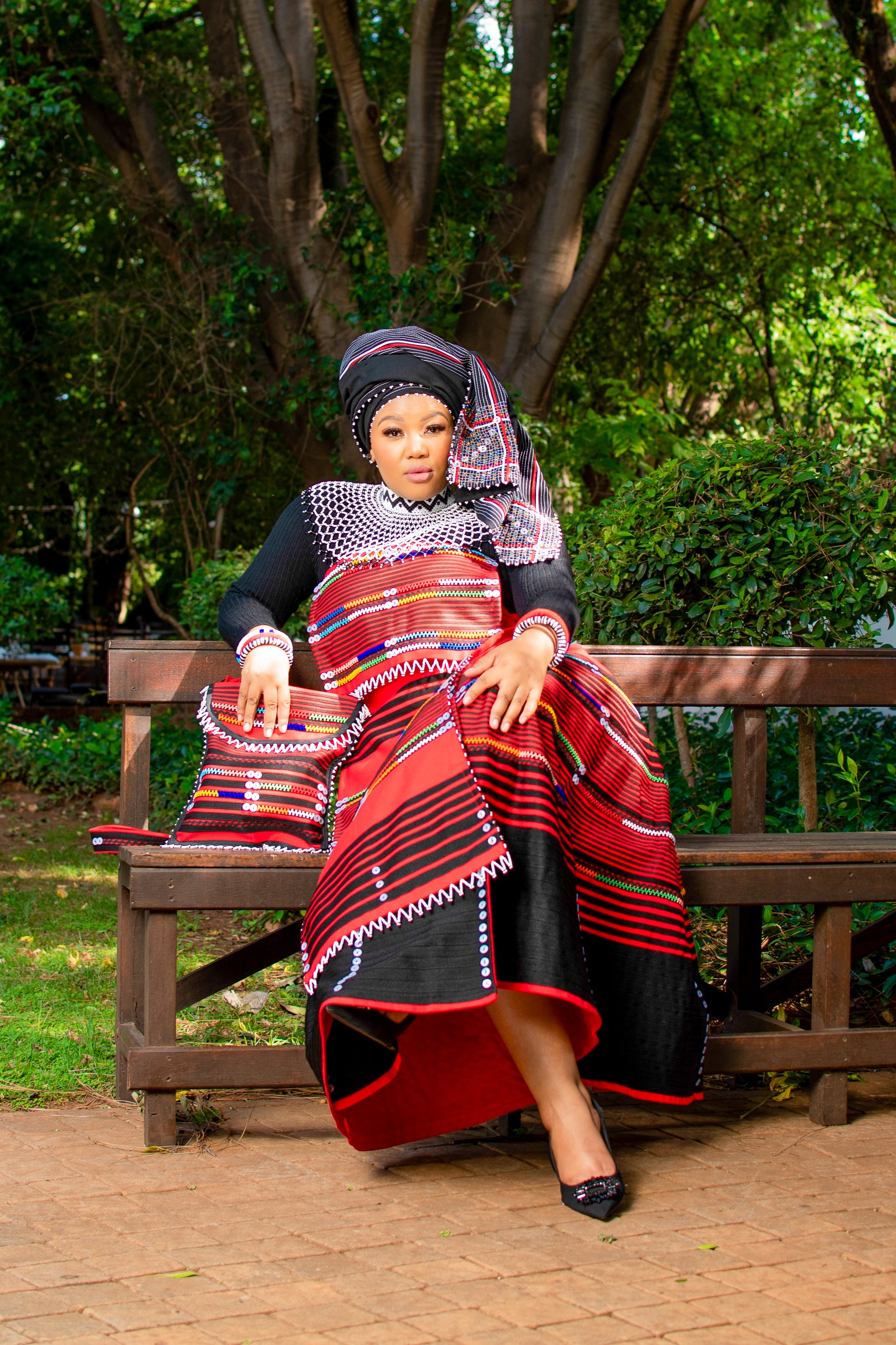 Red & black 5 piece ladies ensemble