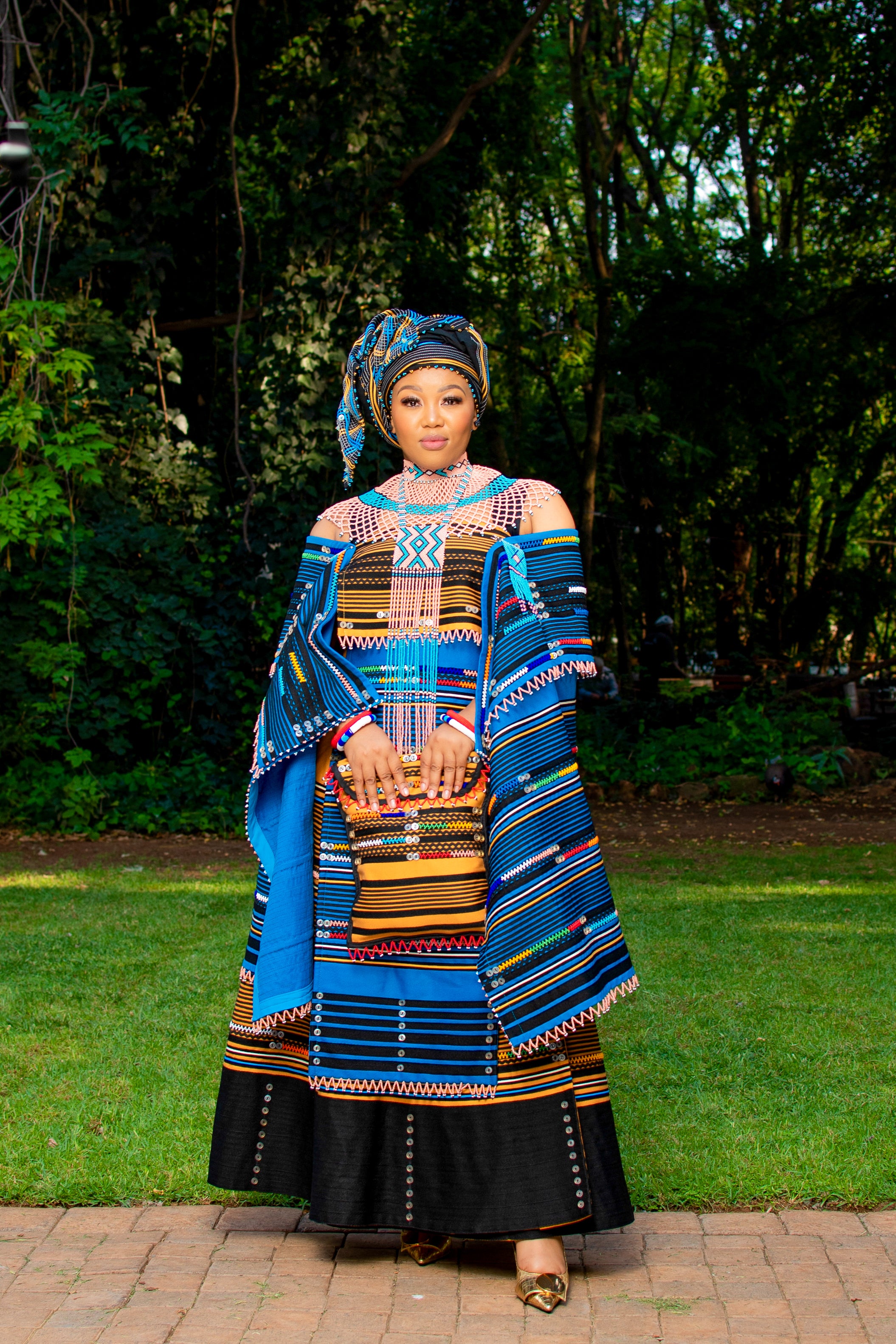 Mustard & Turquoise 5 piece ladies ensemble