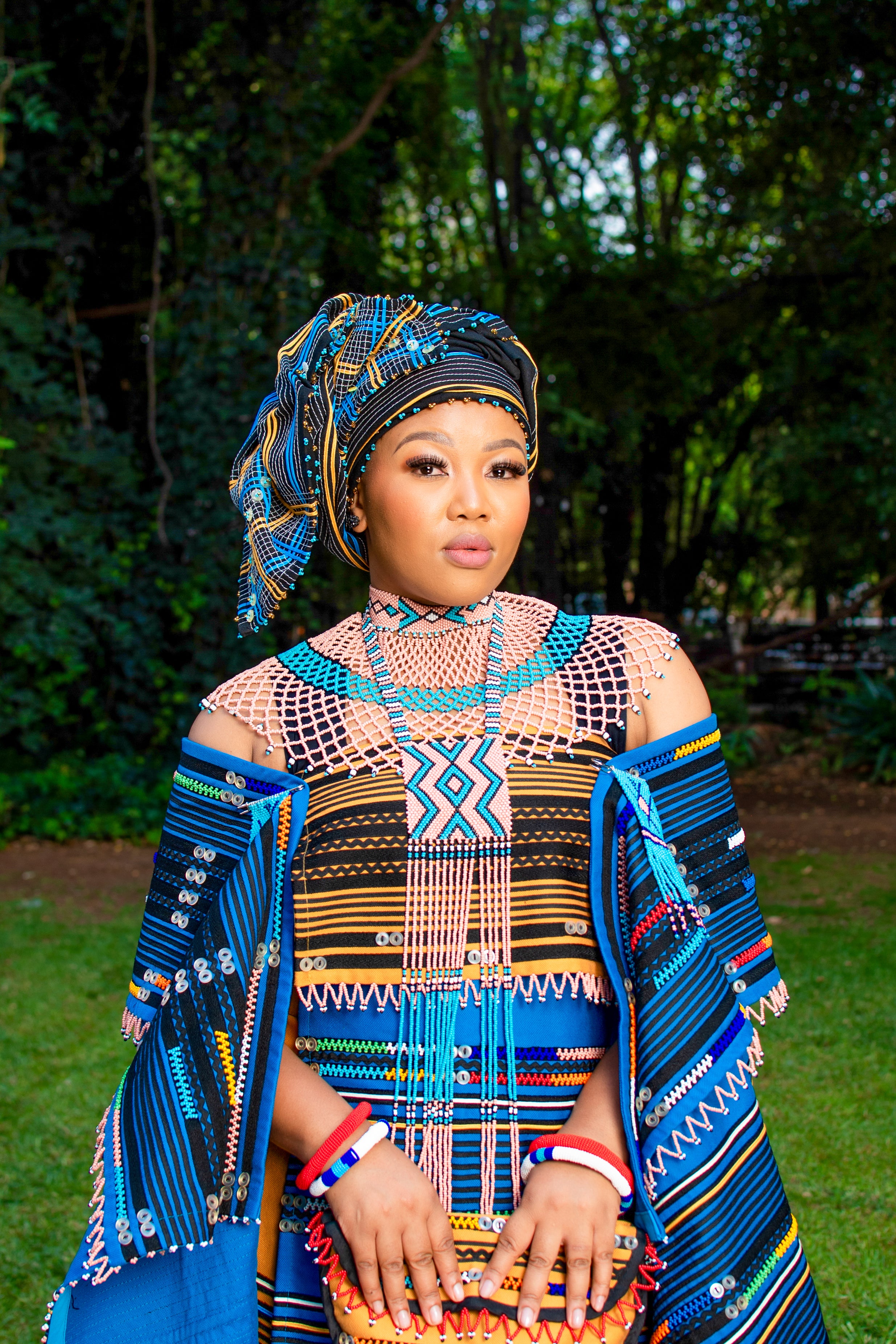 Mustard & Turquoise 5 piece ladies ensemble