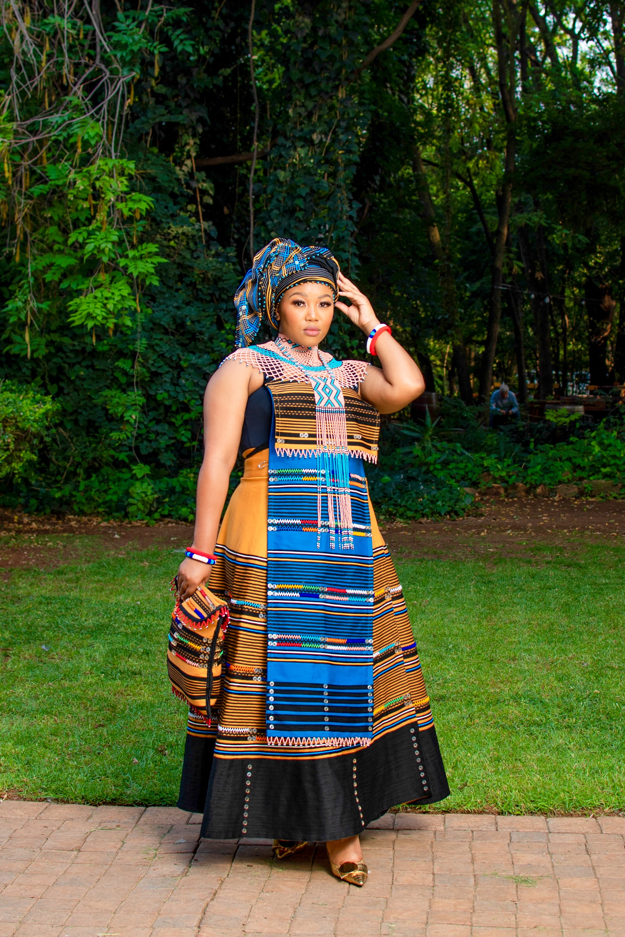 Mustard & Turquoise 5 piece ladies ensemble