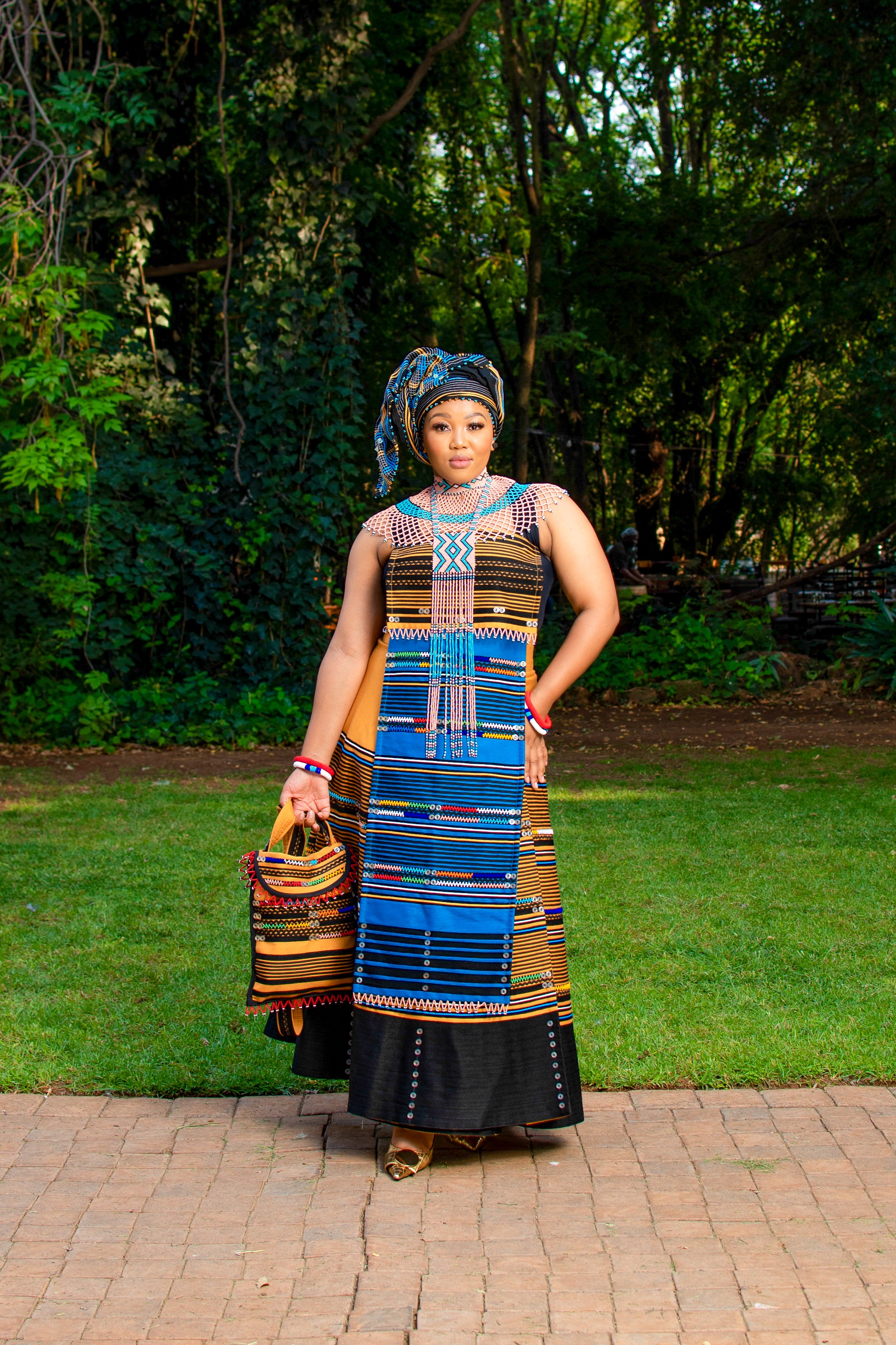 Mustard & Turquoise 5 piece ladies ensemble