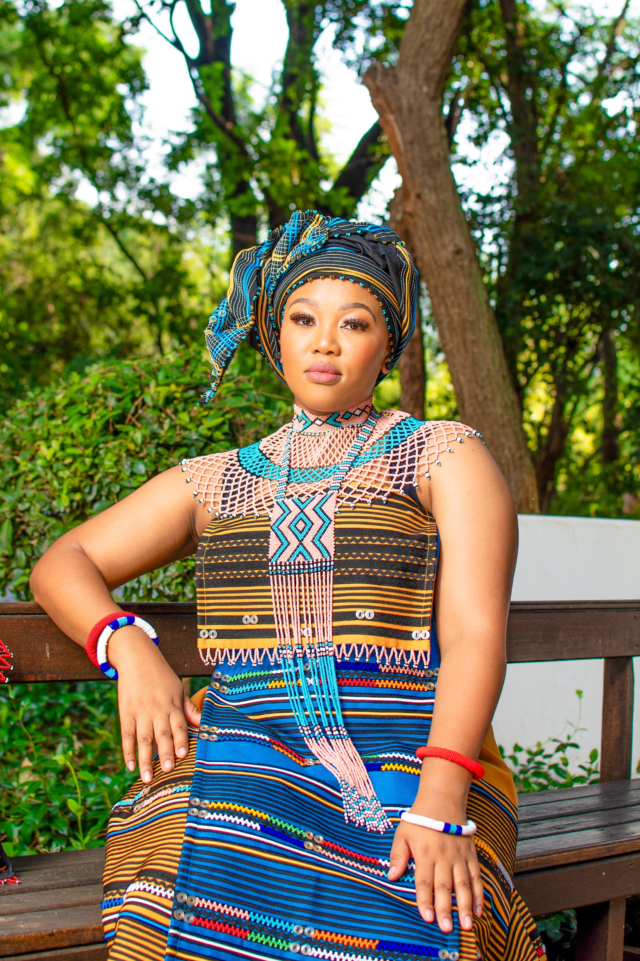 Mustard & Turquoise 5 piece ladies ensemble