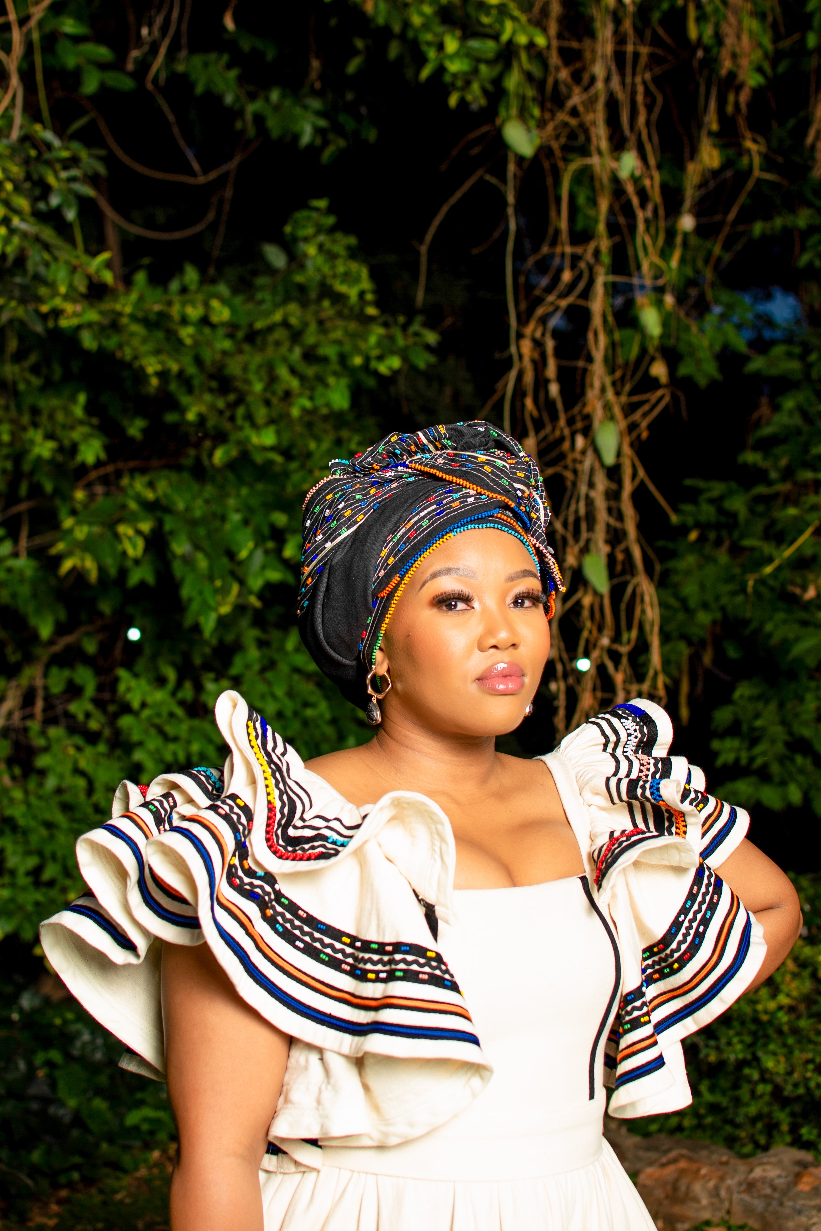 Cream peplum sleeves ladies ensemble