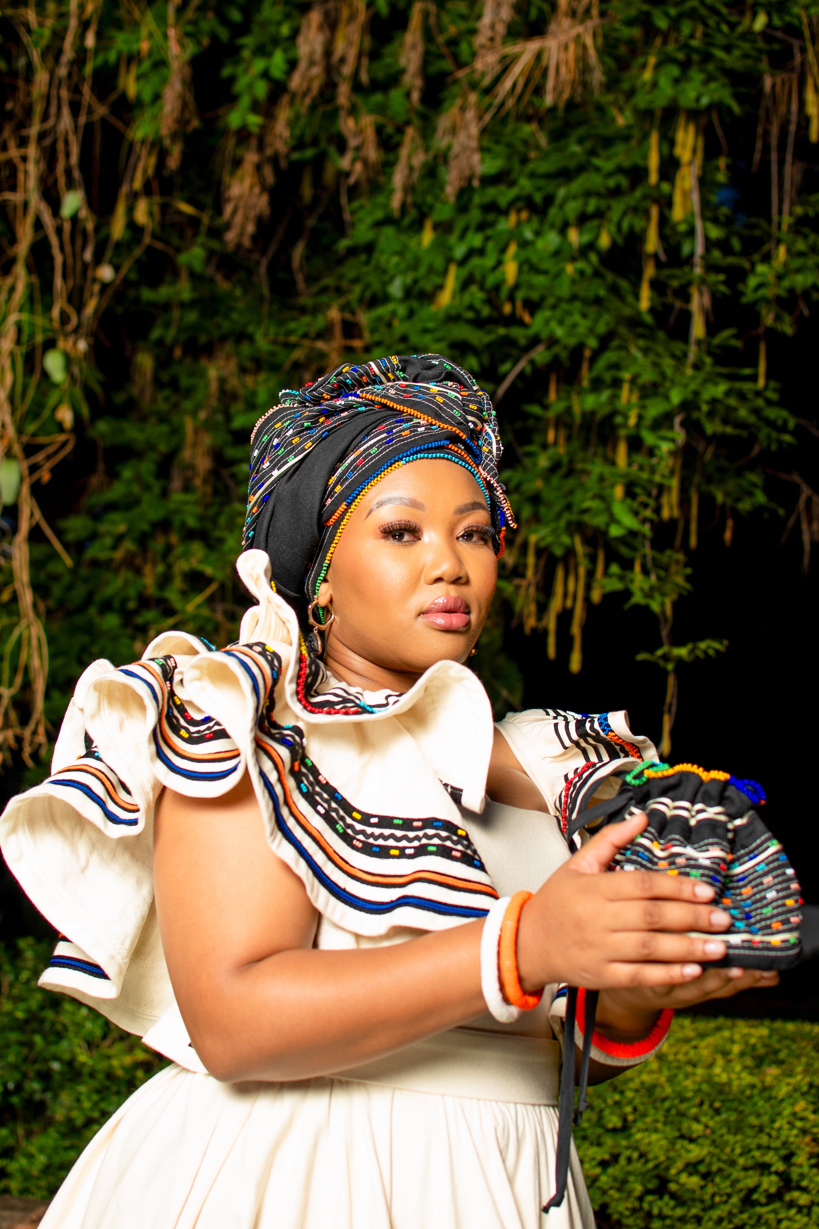 Cream peplum sleeves ladies ensemble