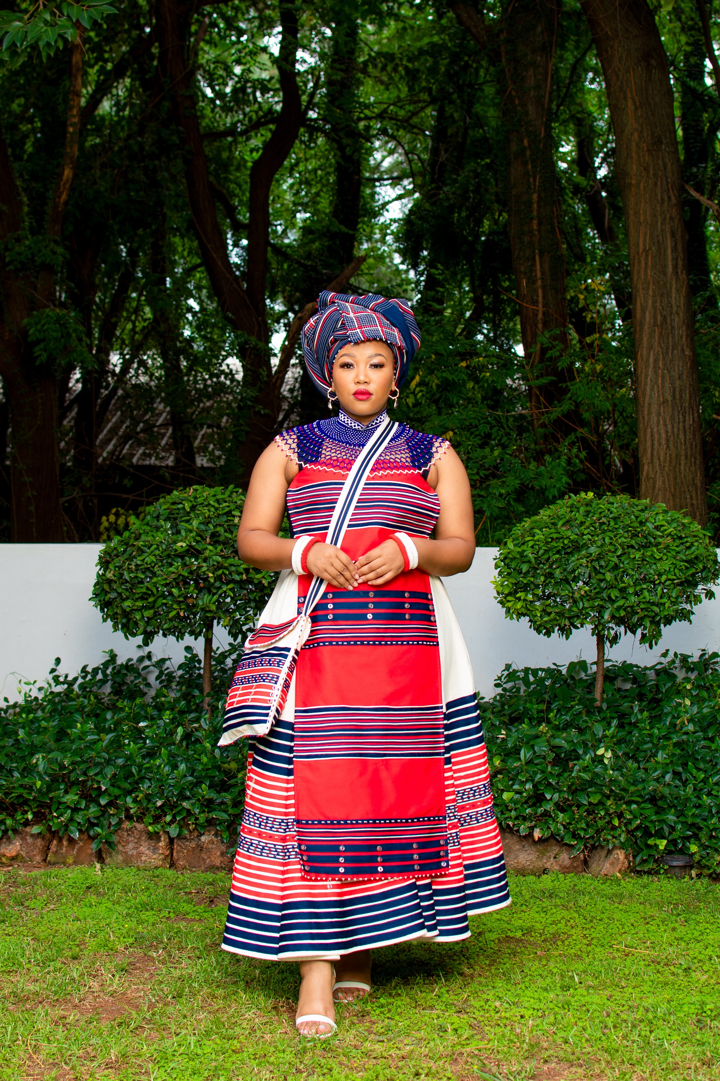 Red, Navy & Cream ladies 3 piece ensemble