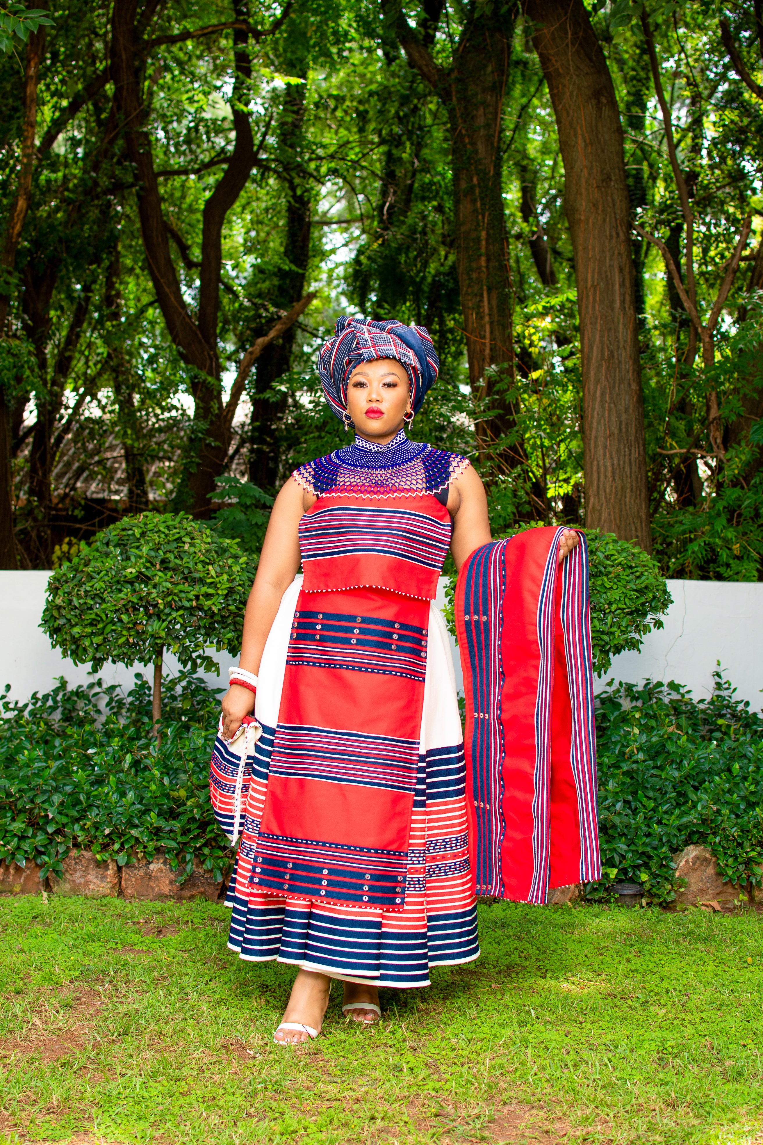 Red, Navy & Cream ladies 3 piece ensemble