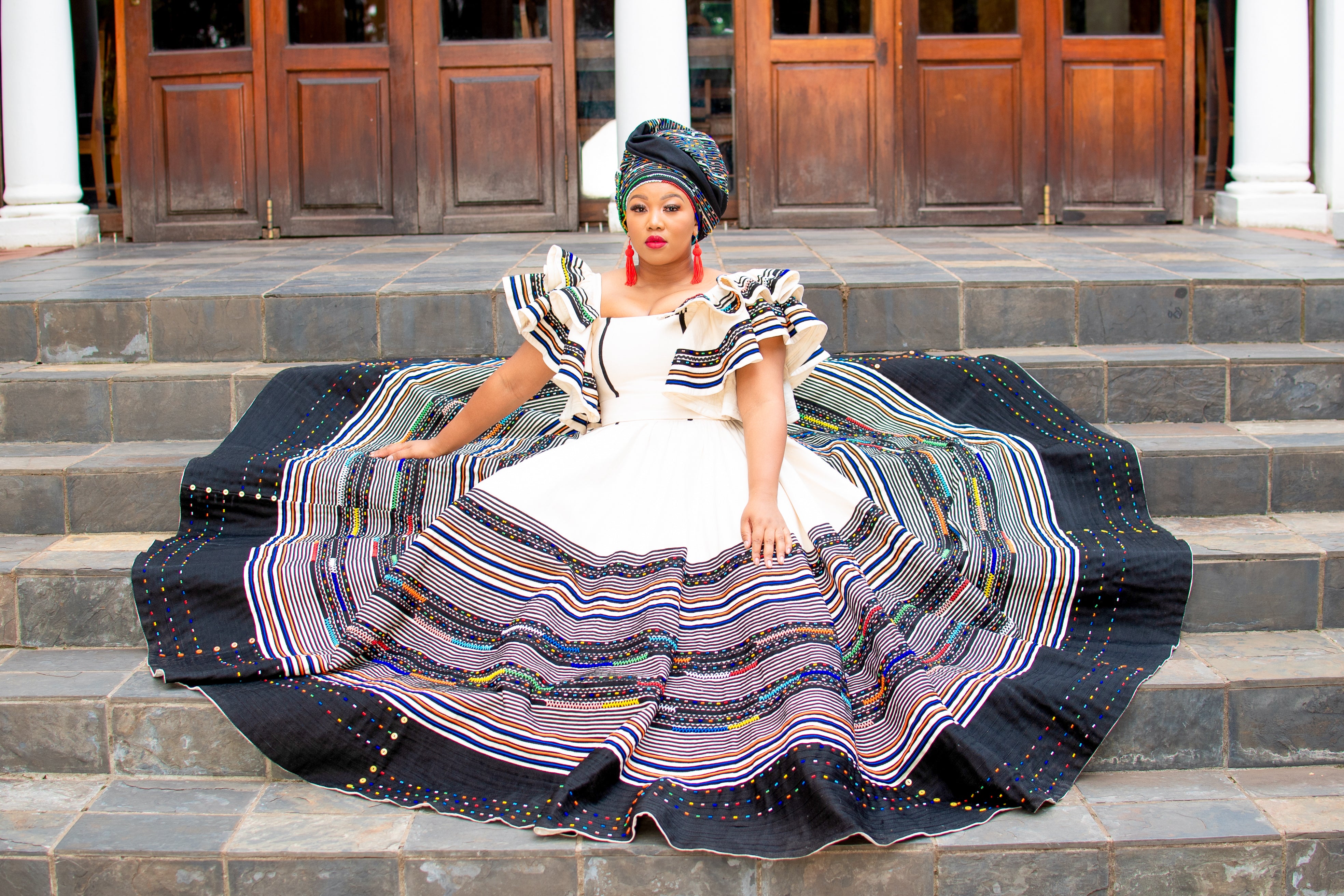 Cream peplum sleeves ladies ensemble