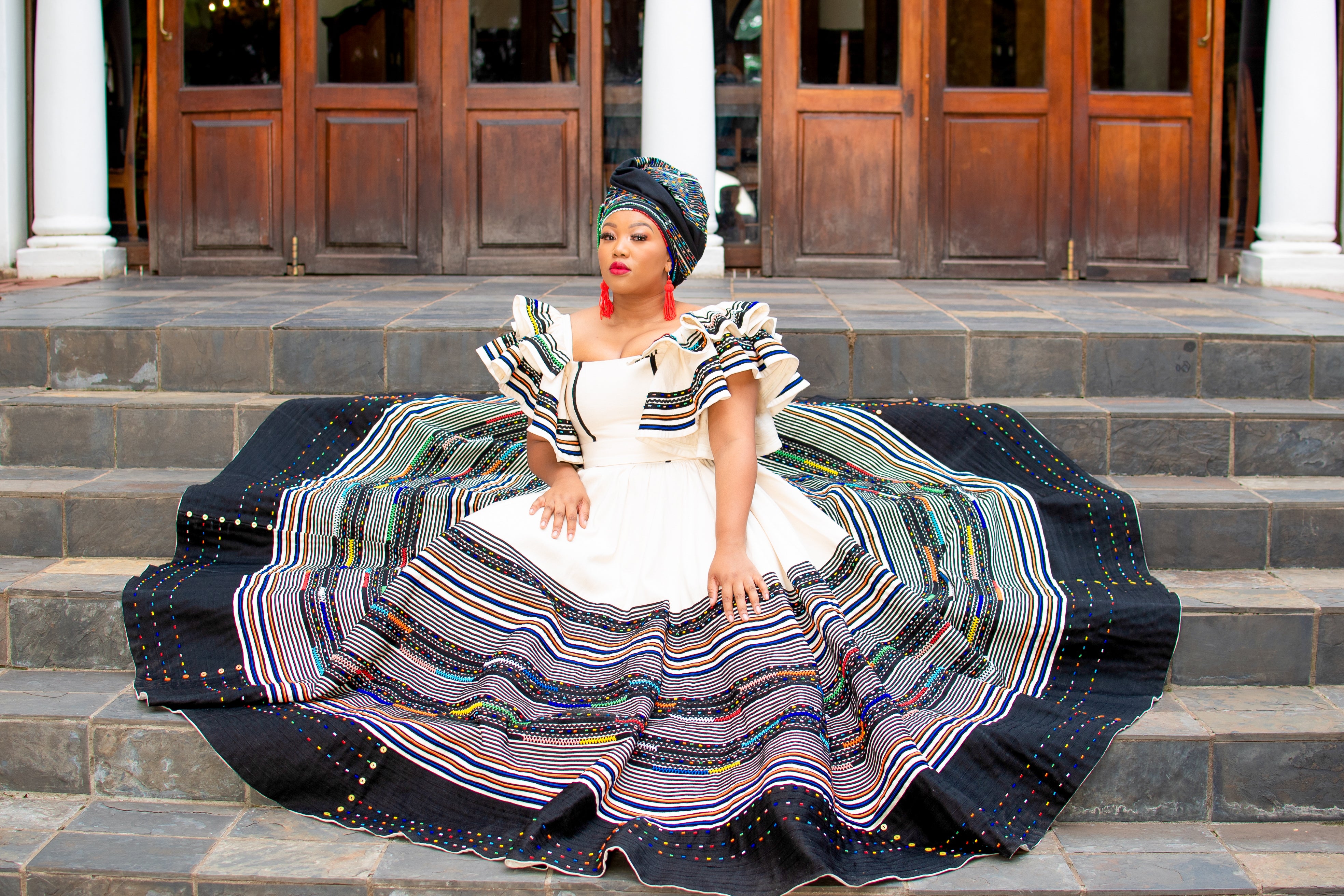 Cream peplum sleeves ladies ensemble