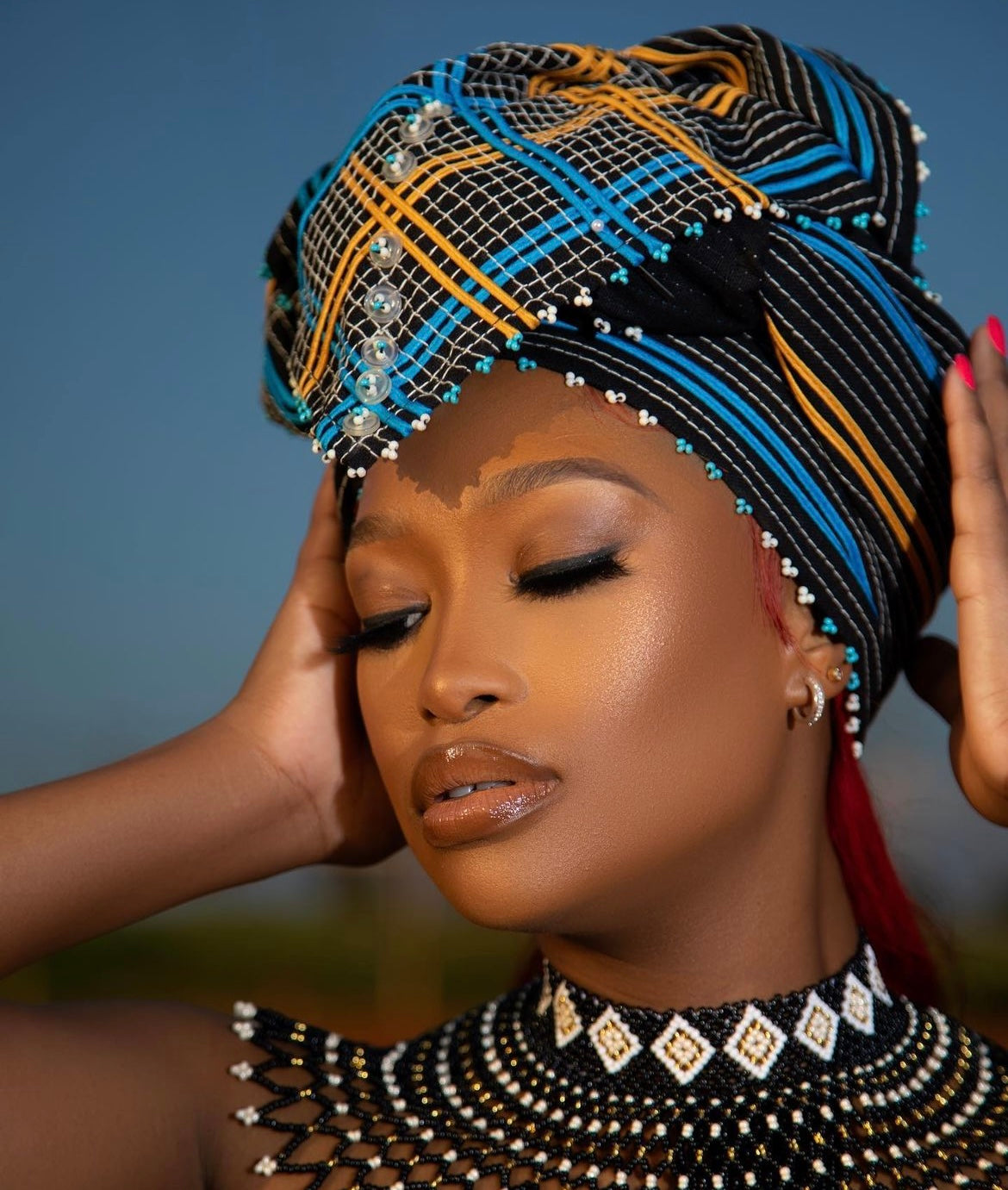 Rectangular beaded headwrap