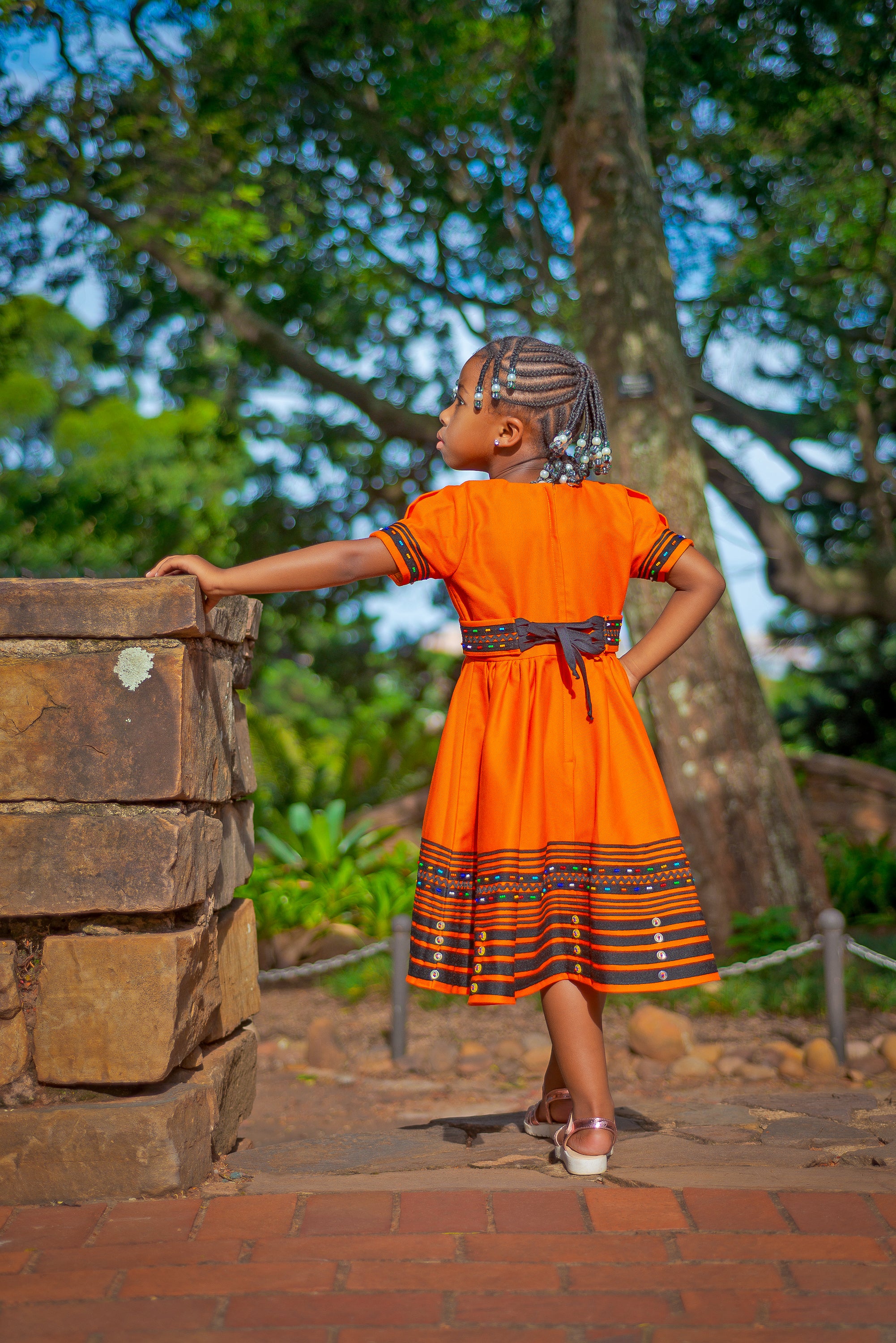 Orange and Black multicolor beads girls dress