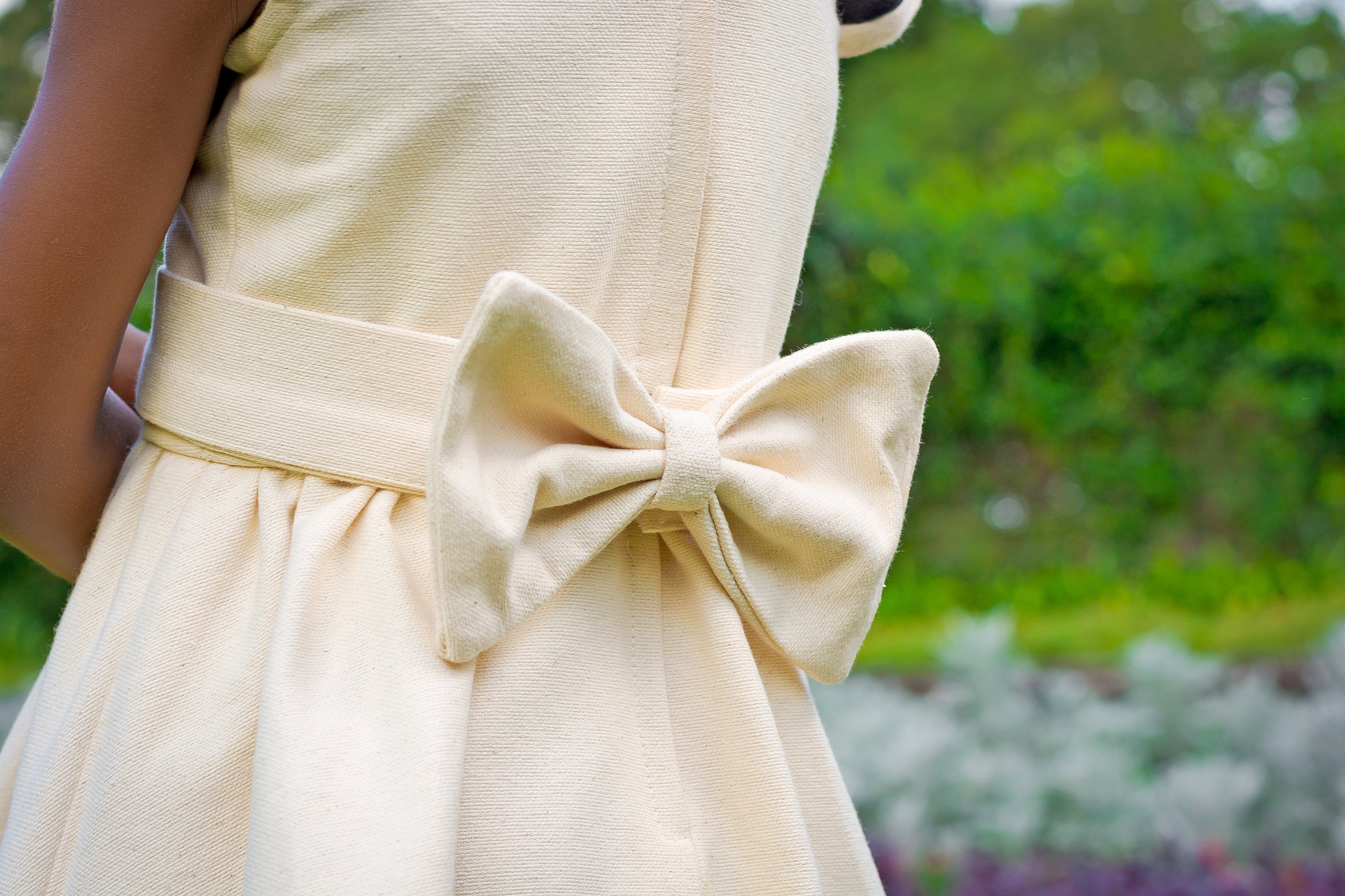 Cream, black and cerise pink girls dress