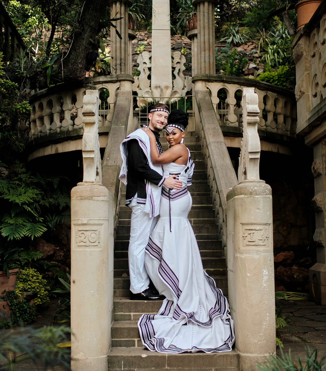 Black and white wedding ensemble