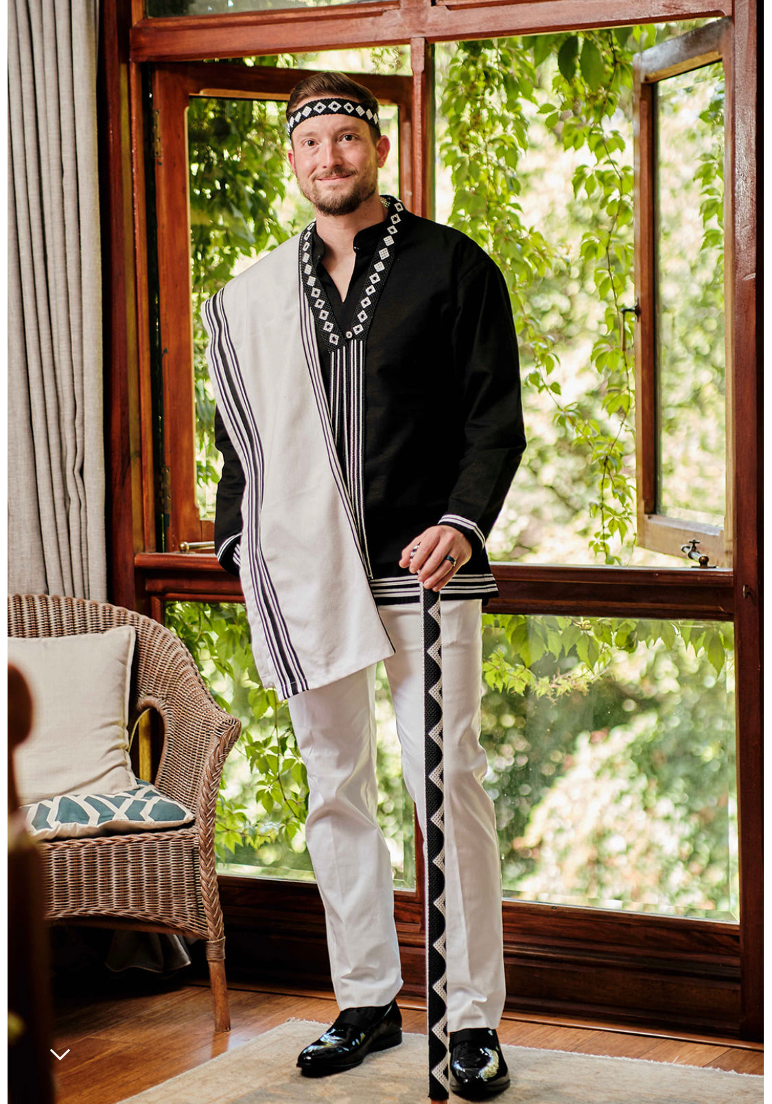 Black and white wedding ensemble