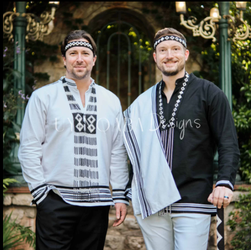 White and black chinese collar-4 lines