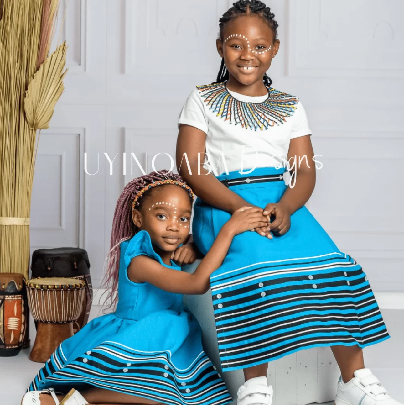 Kids Turquoise Umbhaco Wrap Skirt