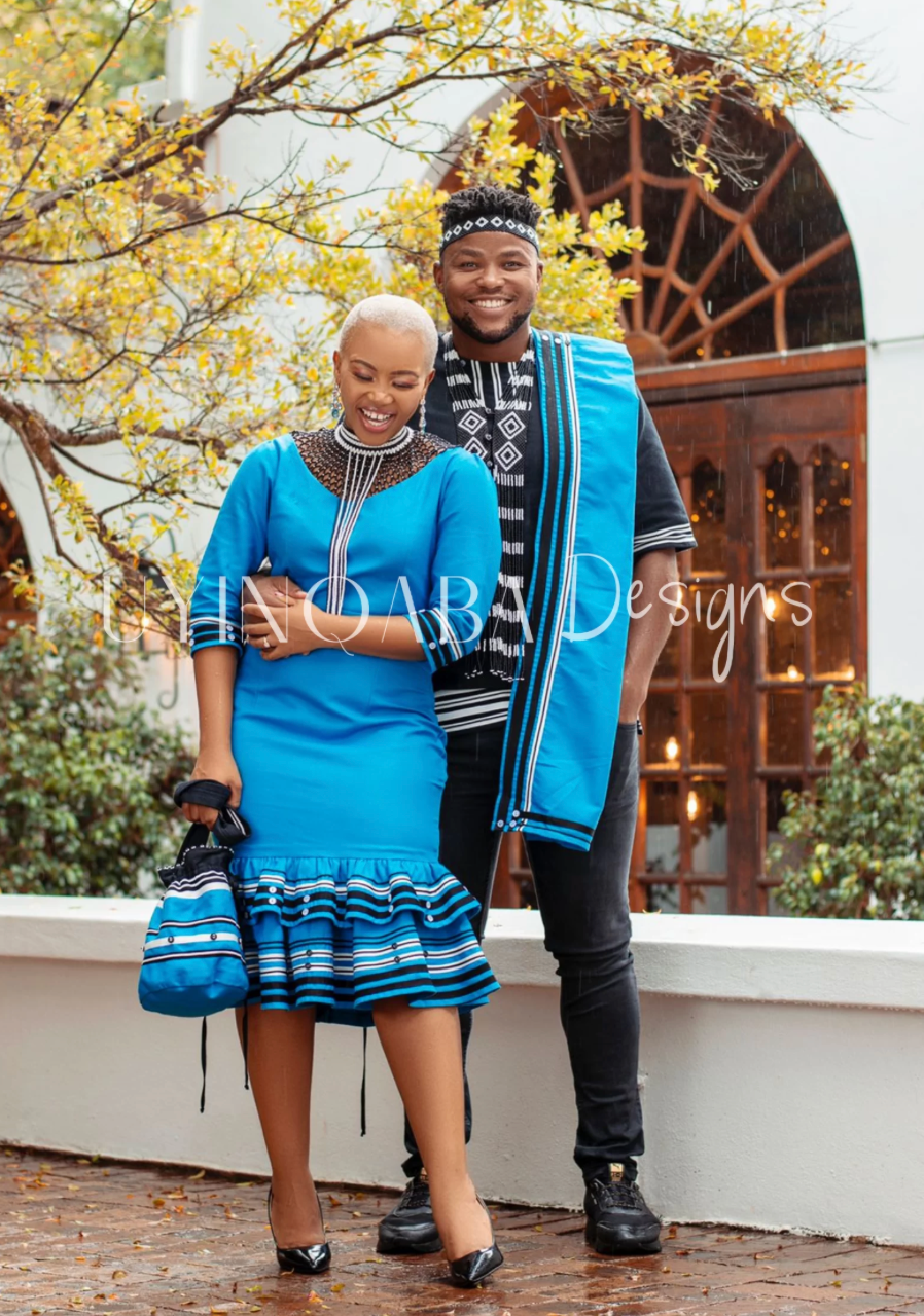 White, Black and Turquoise His & Hers Ensemble