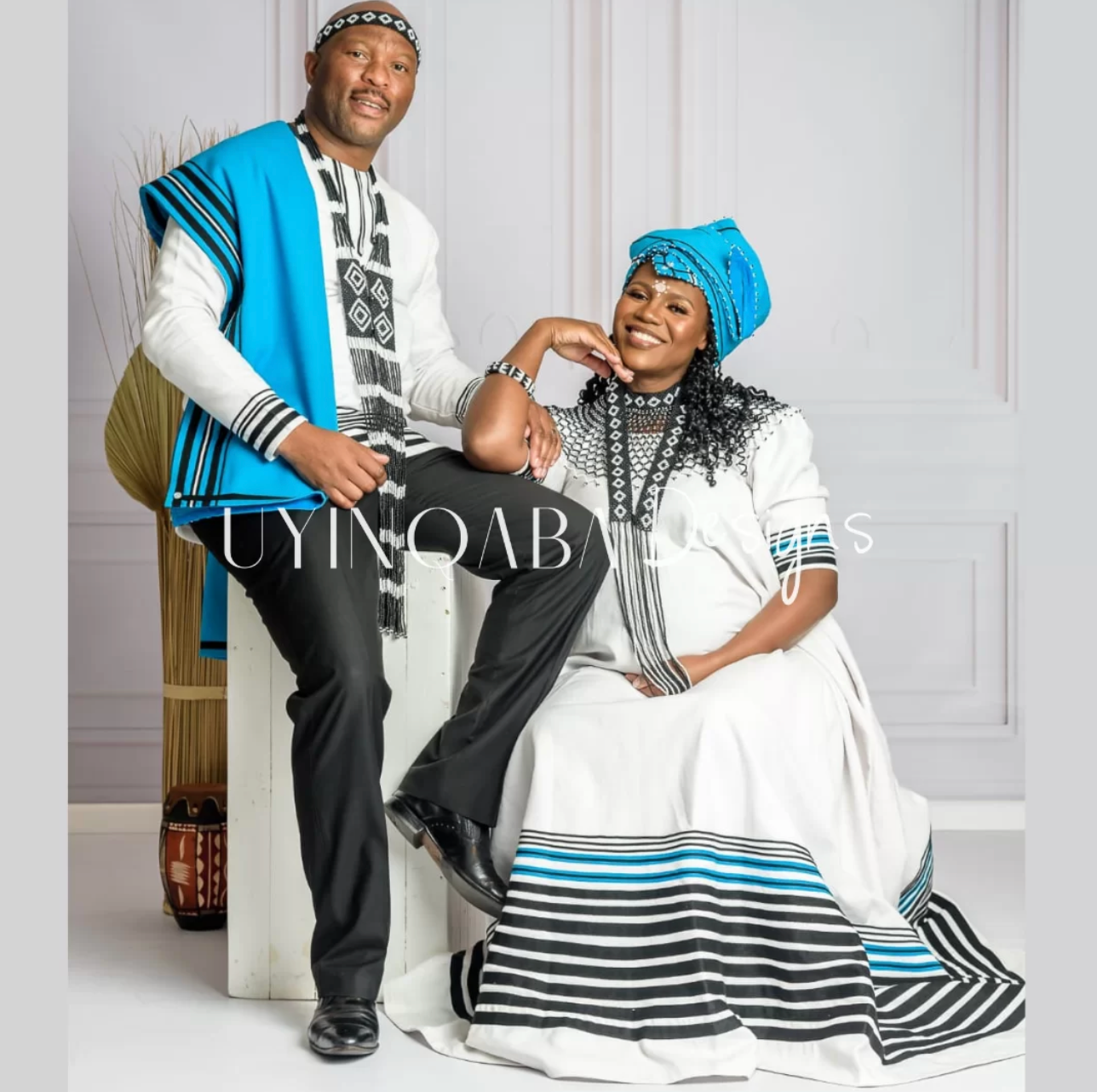 White, Black & Turquoise His & Hers Ensemble