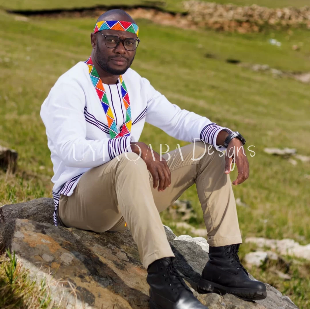 Royal Blue & White Makoti and Mkhwenyana Ensembles