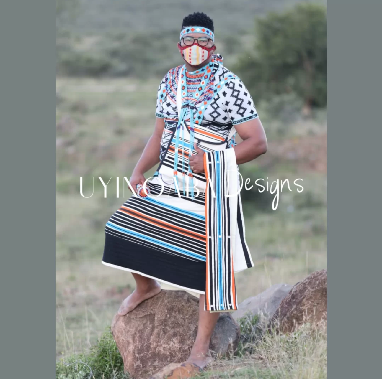 Xhosa Cream & Black Traditional Wedding Ensemble