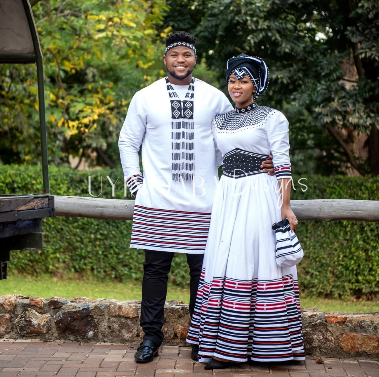 White Makoti and Mkhwenyana Wedding Ensemble