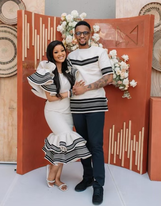 Cream and black his and hers ensemble