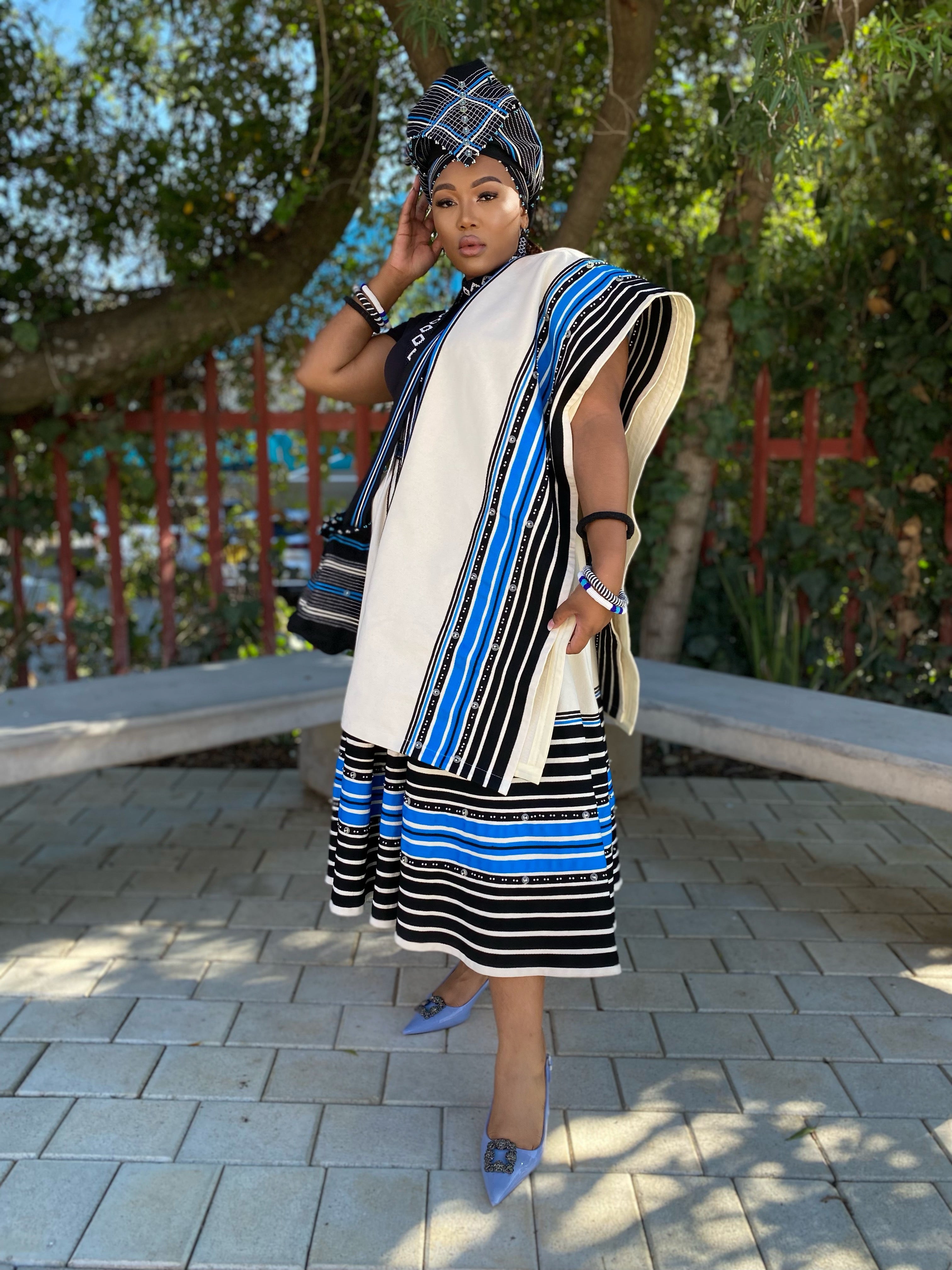 Orange ,Red and Turquoise 4 Piece Nomkhita ensemble