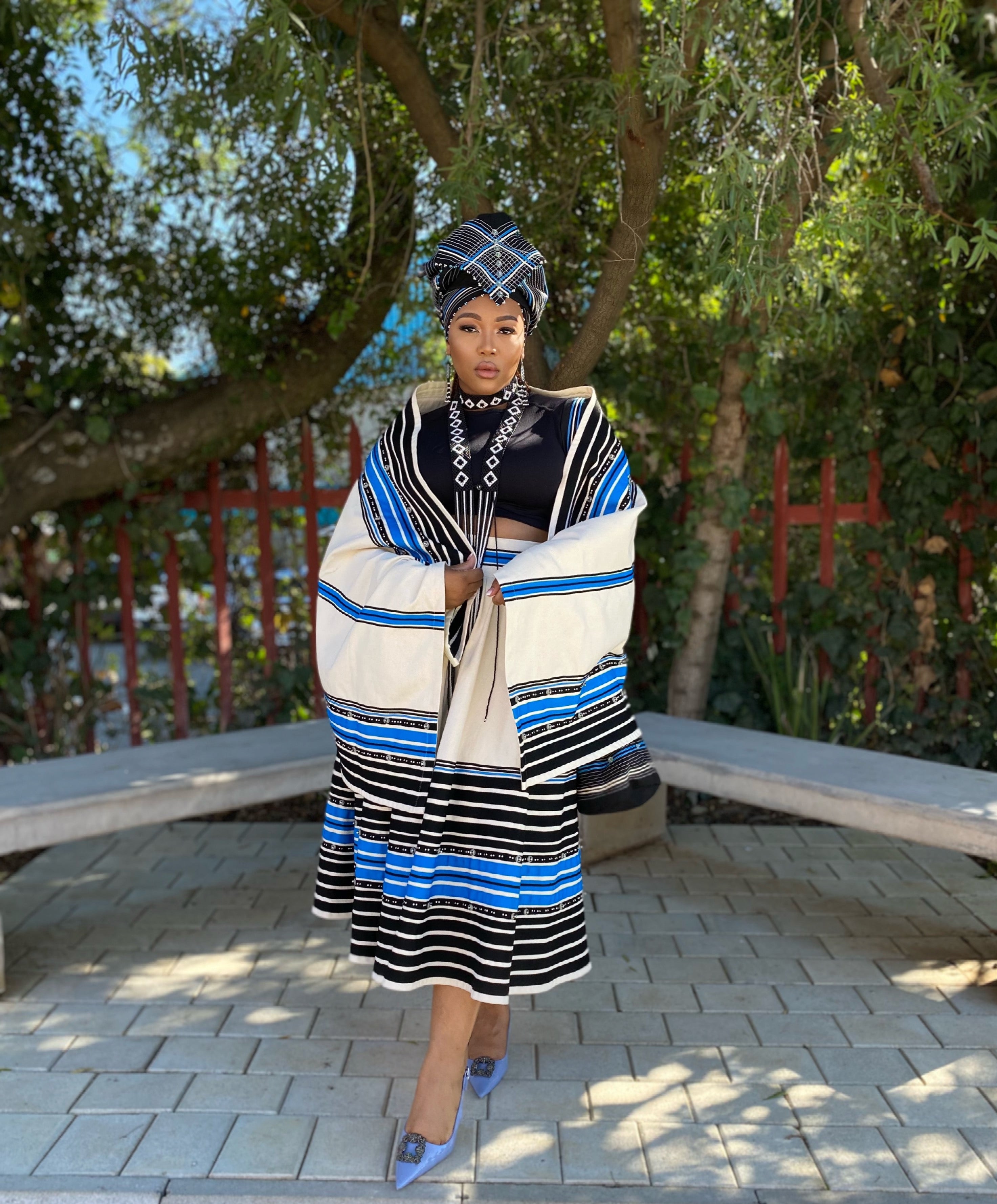 Orange ,Red and Turquoise 4 Piece Nomkhita ensemble