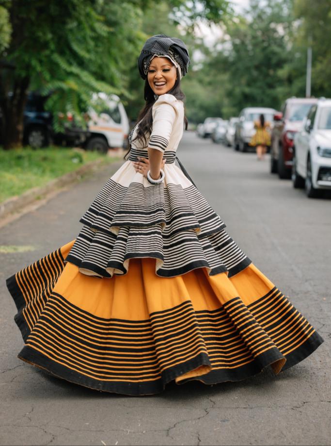 Cream, black and mustard ensemble