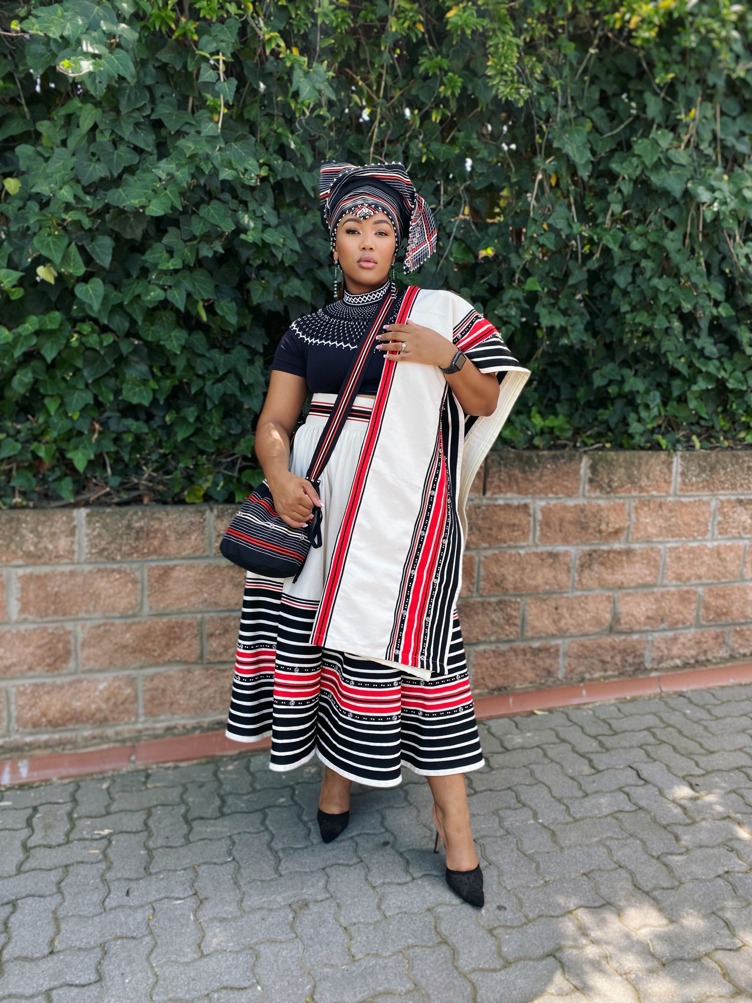 Orange ,Red and Turquoise 4 Piece Nomkhita ensemble