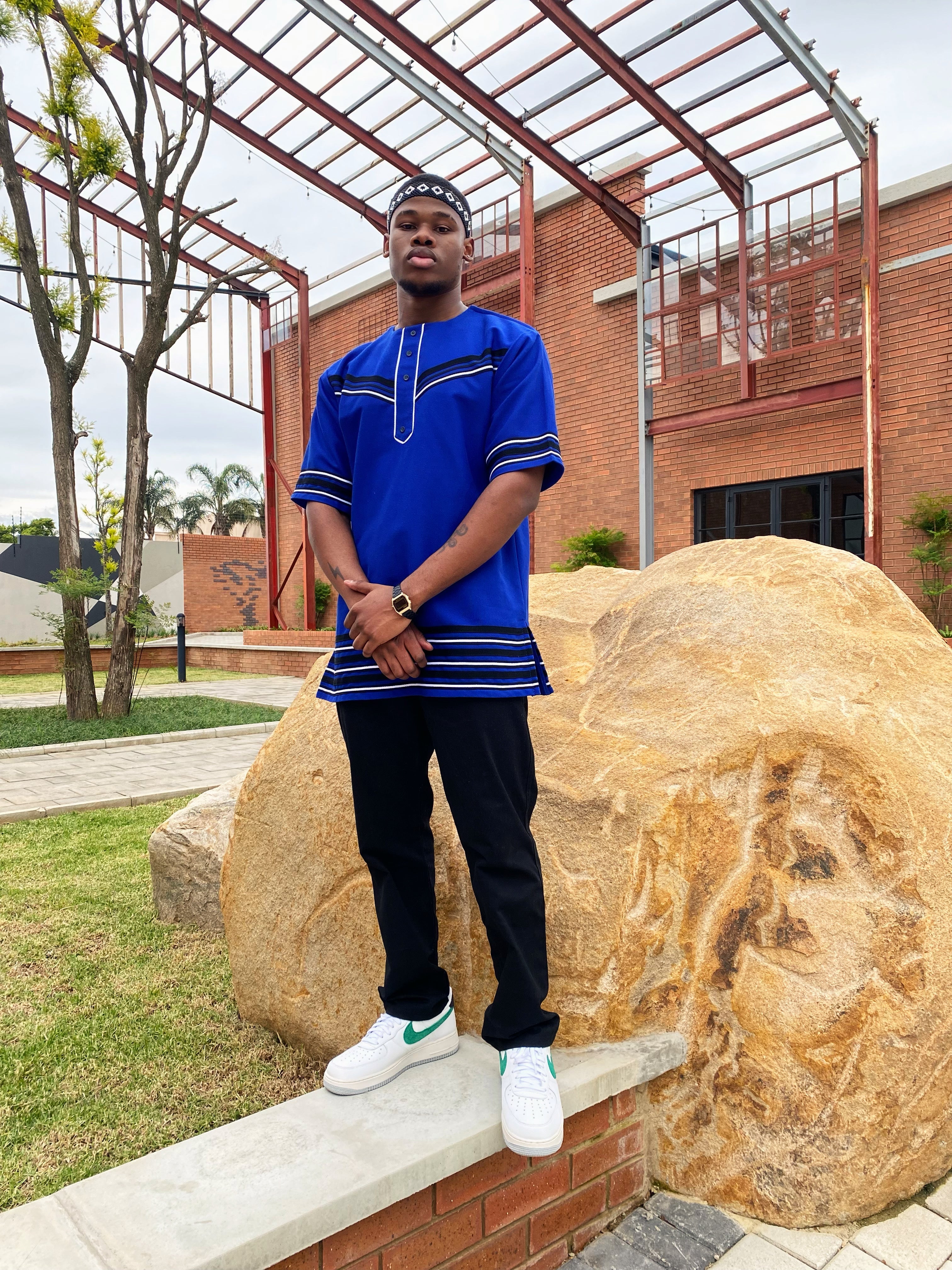 Royal Blue Chevron short sleeve shirt