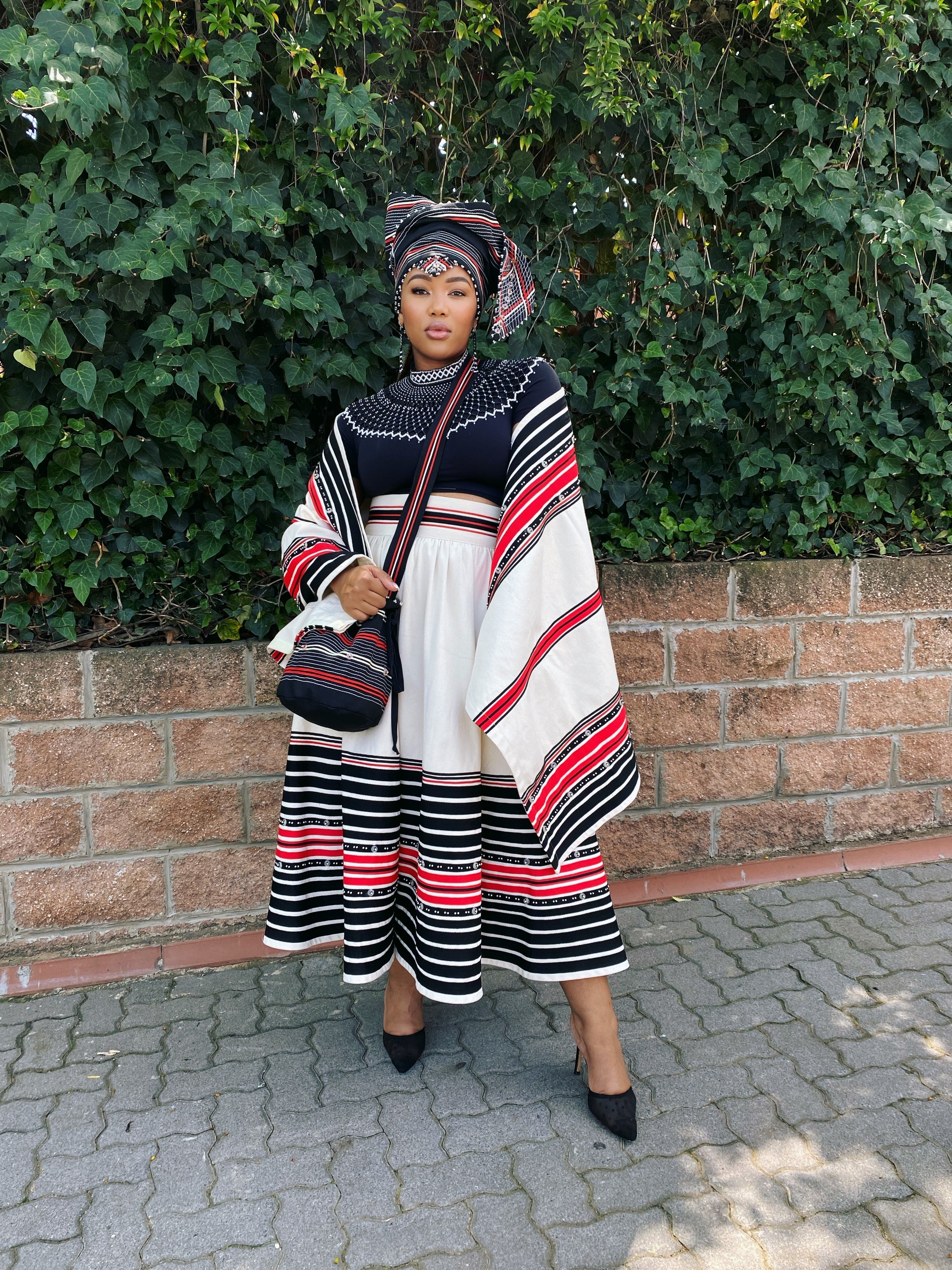 Orange ,Red and Turquoise 4 Piece Nomkhita ensemble