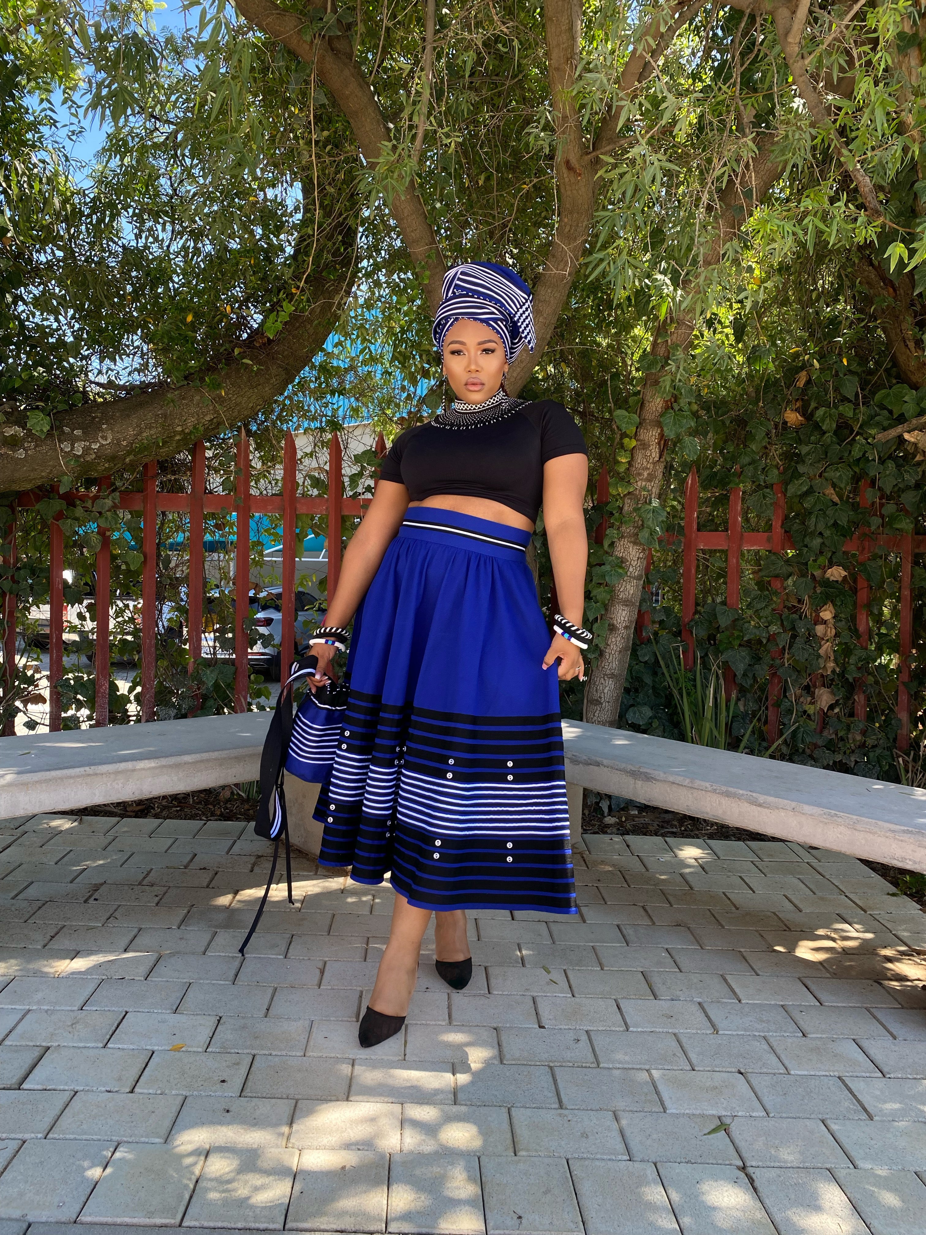 Royal blue, turquoise and red women’s skirts