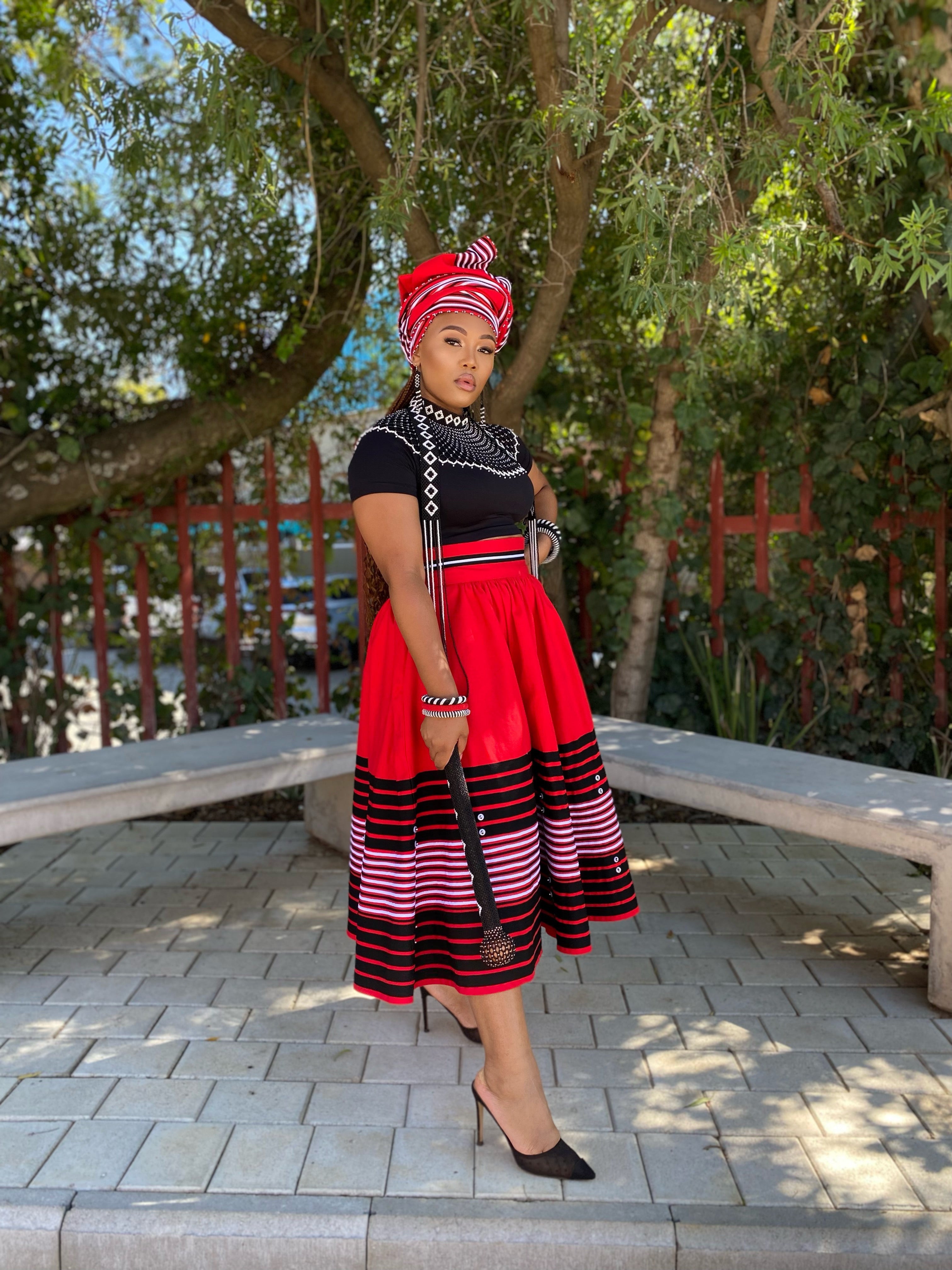 Royal blue, turquoise and red women’s skirts