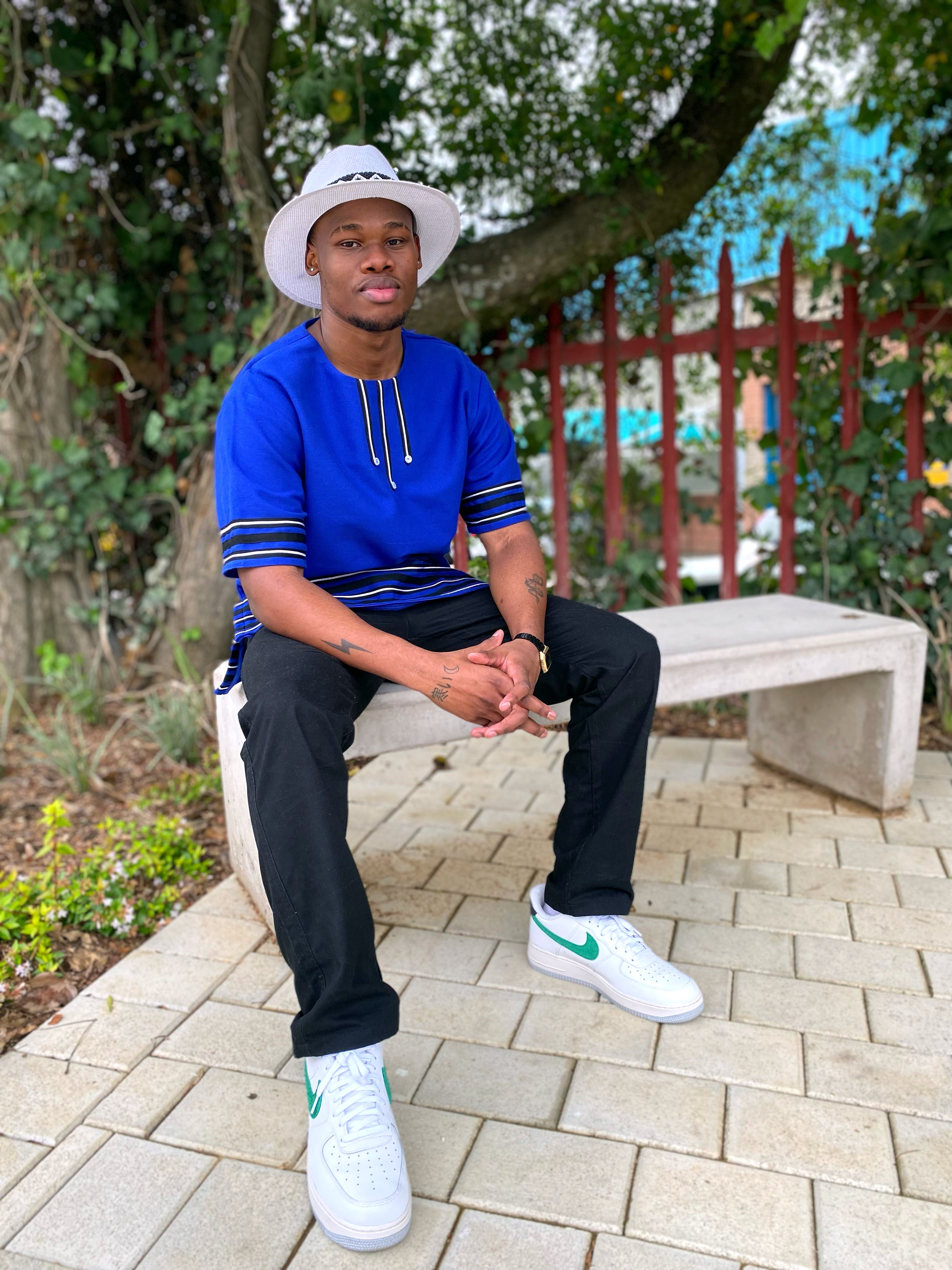 Royal Blue Web short sleeve shirt