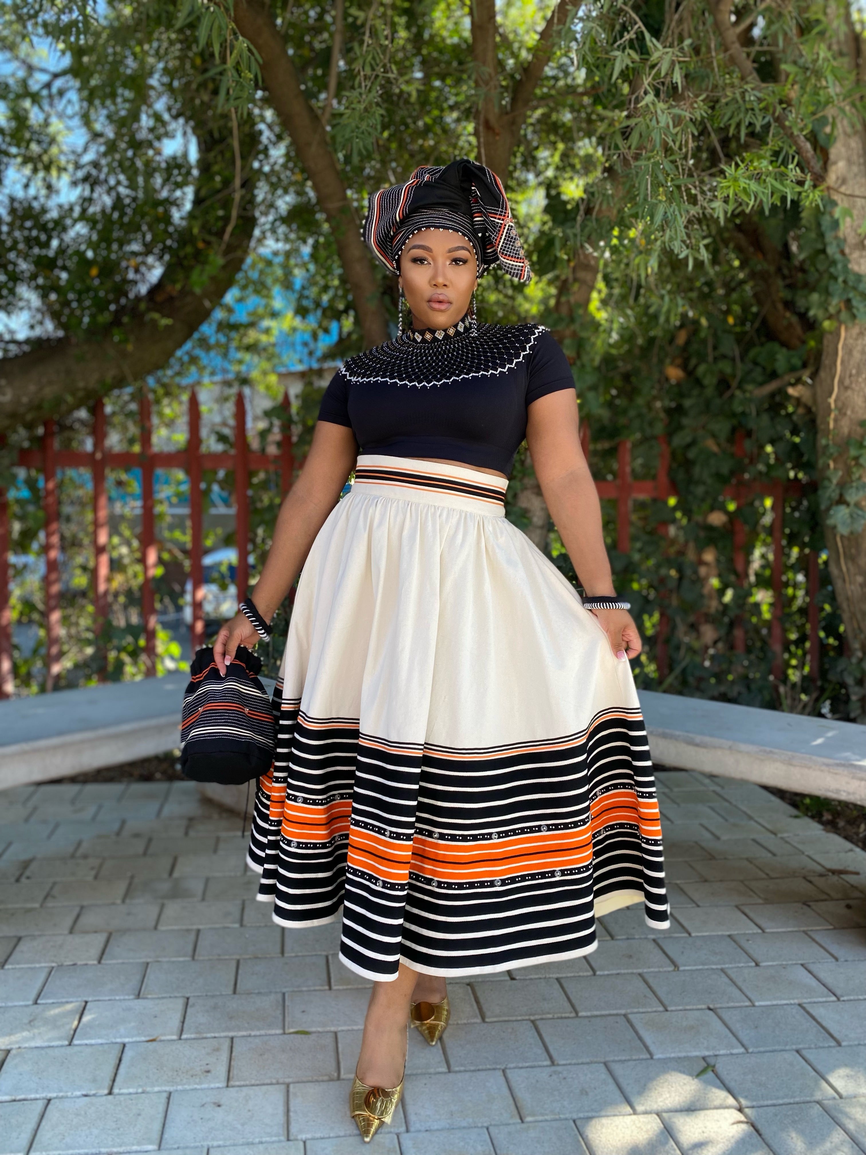 Orange, Red and Turquoise Nomkhita Skirt (ONLY)